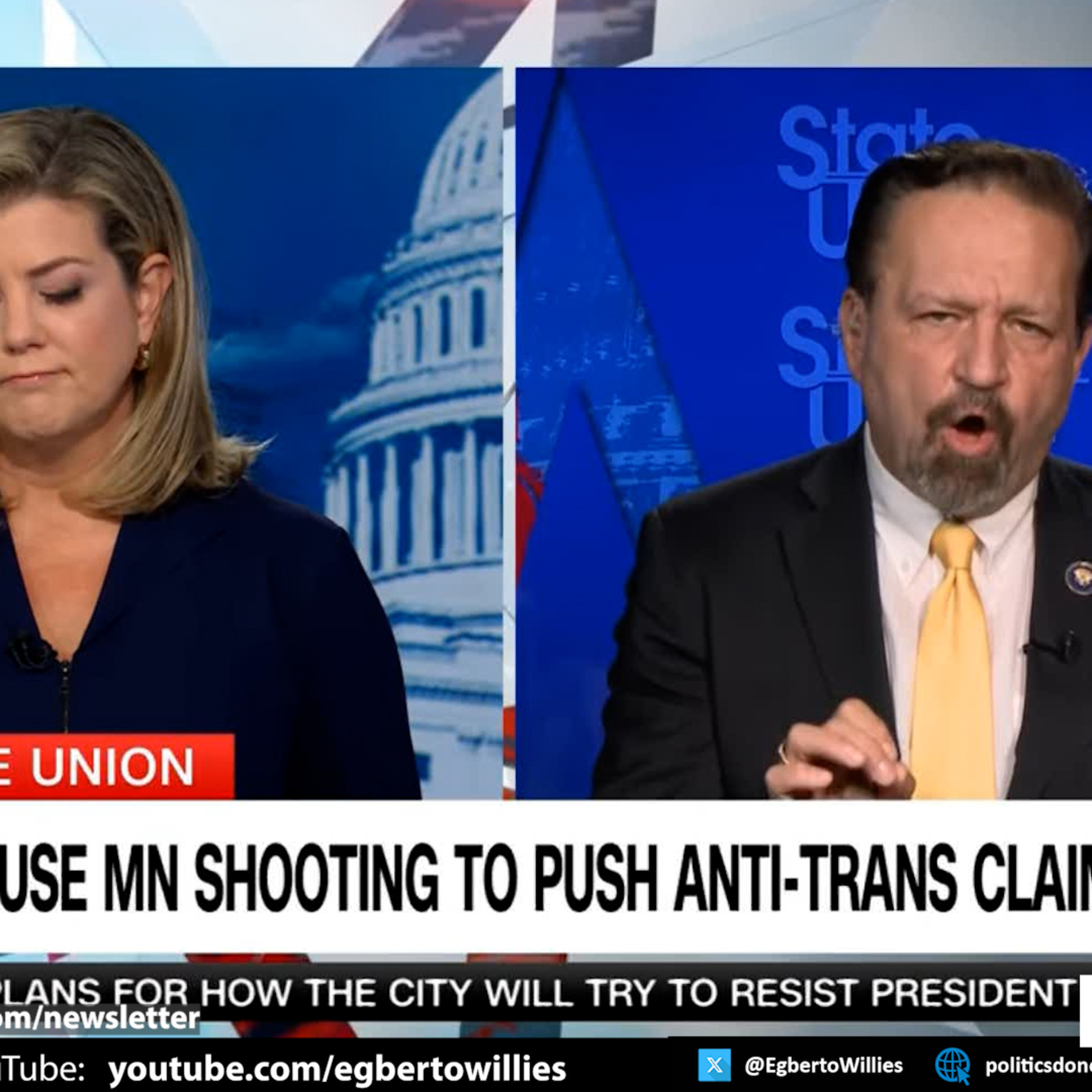 Trump's official Gorka melts down when CNN provides facts blowing his trans mass shooting theory.
