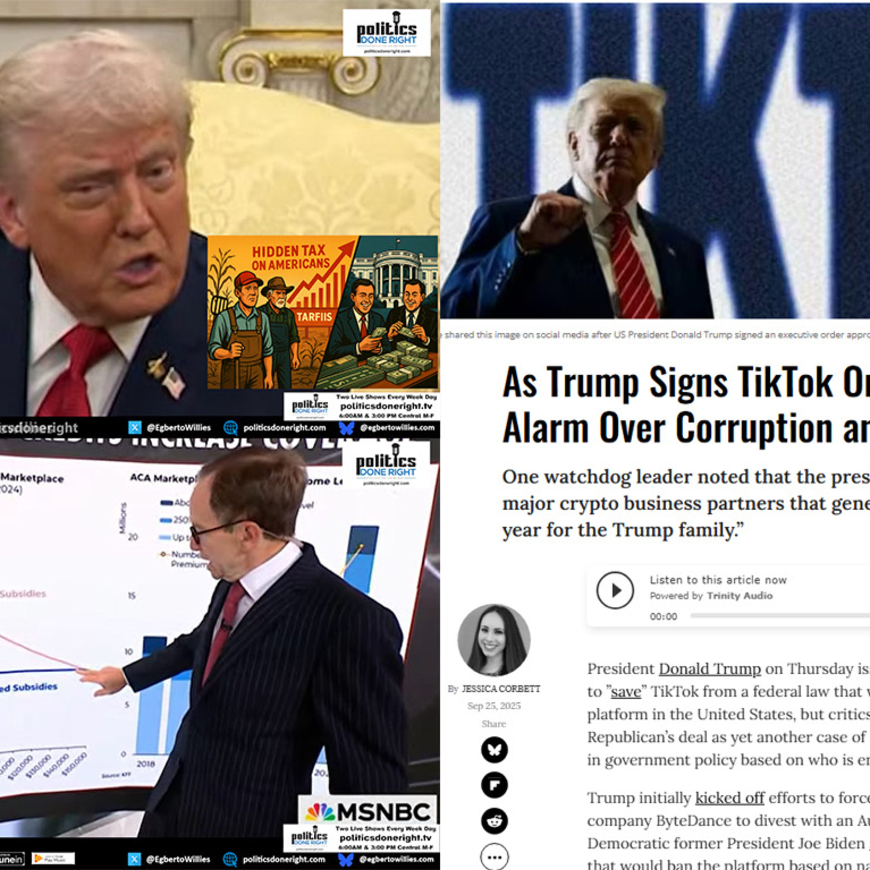 GOP Shutdown Targets Obamacare as Trump’s Tariffs Hurt Farmers and TikTok Corruption Grows.