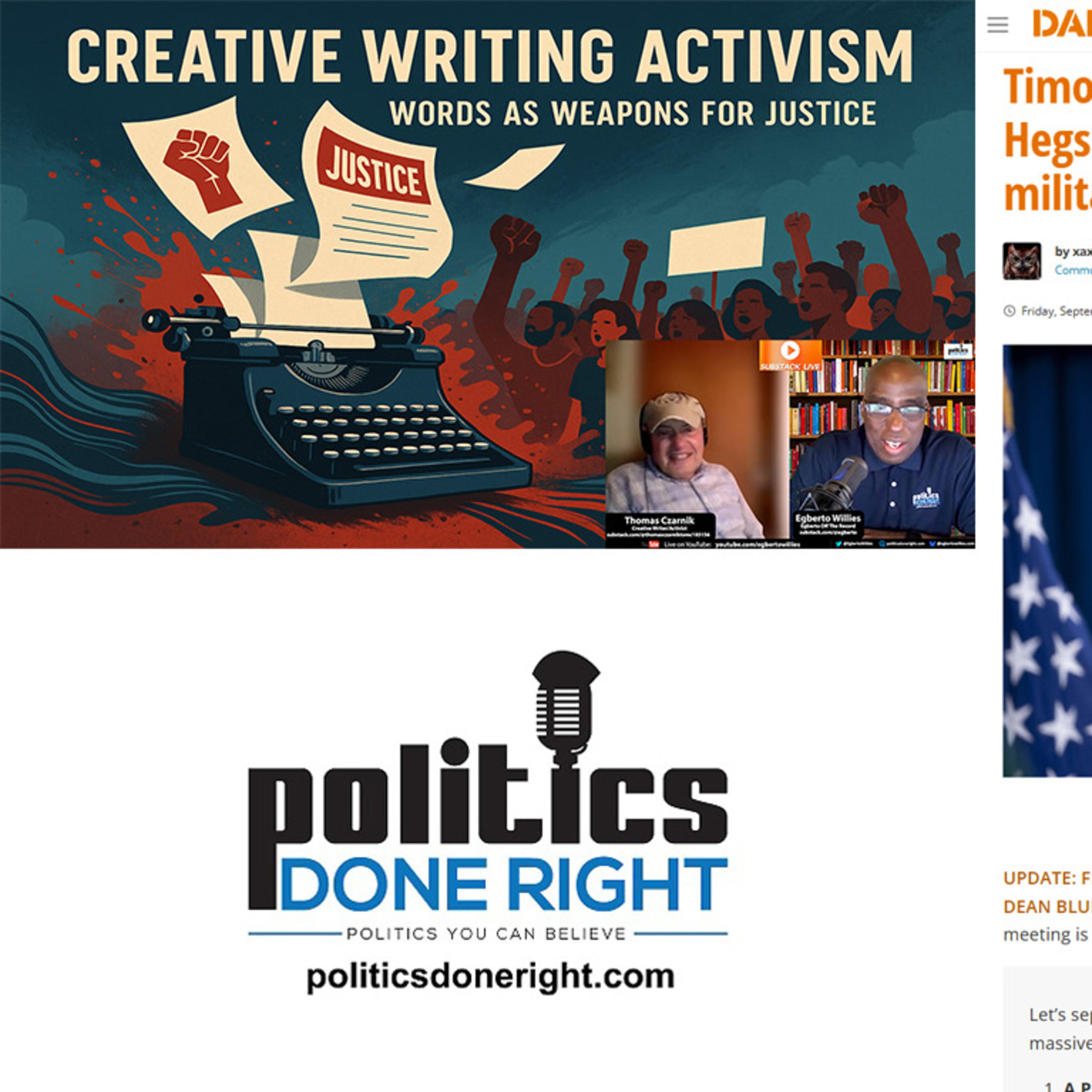 Creative Writing as Resistance & Snyder’s Warning on Hegseth’s Military Gathering