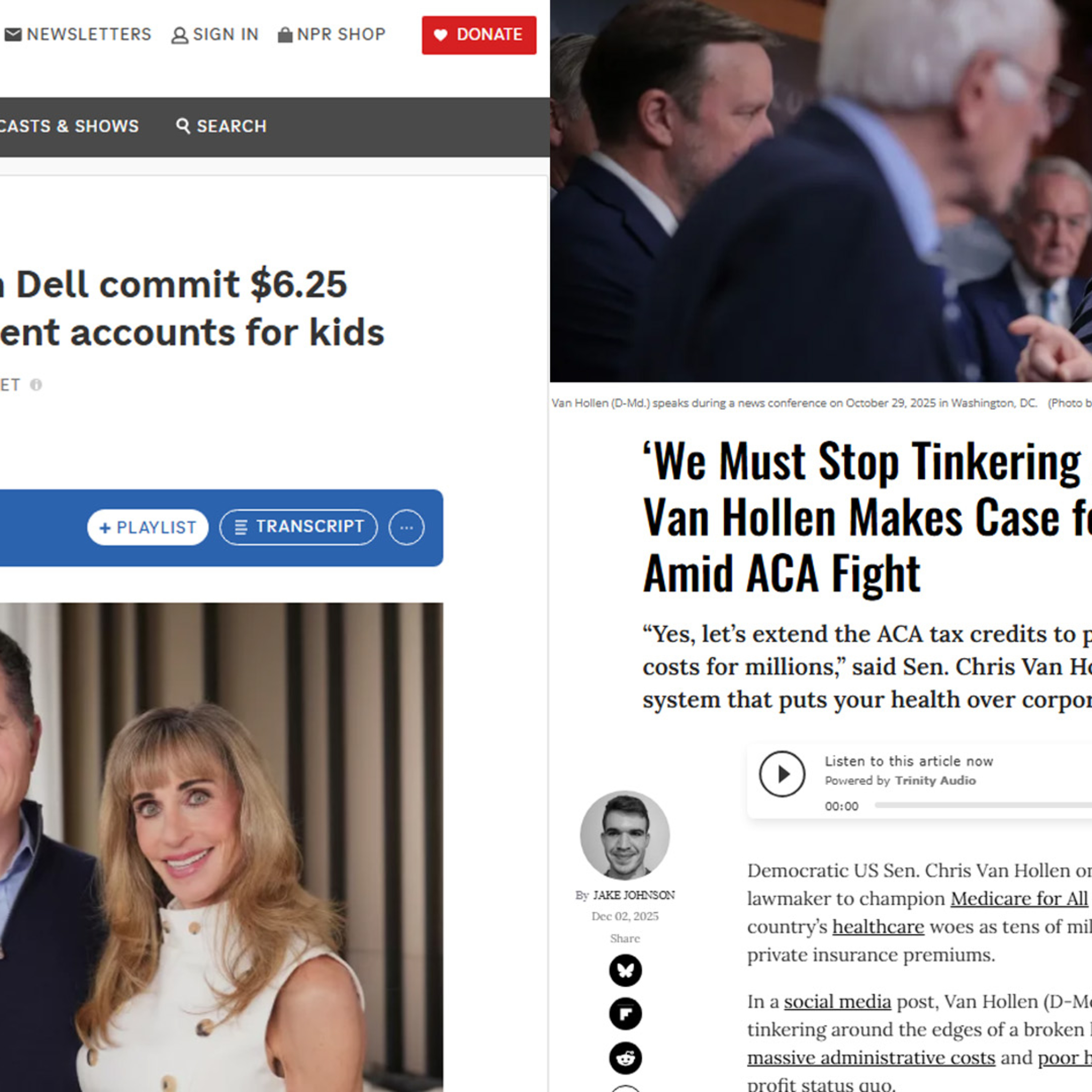 Dell’s $6.25B for Kids Meets Van Hollen’s Medicare for All Push in Defining Policy Clash