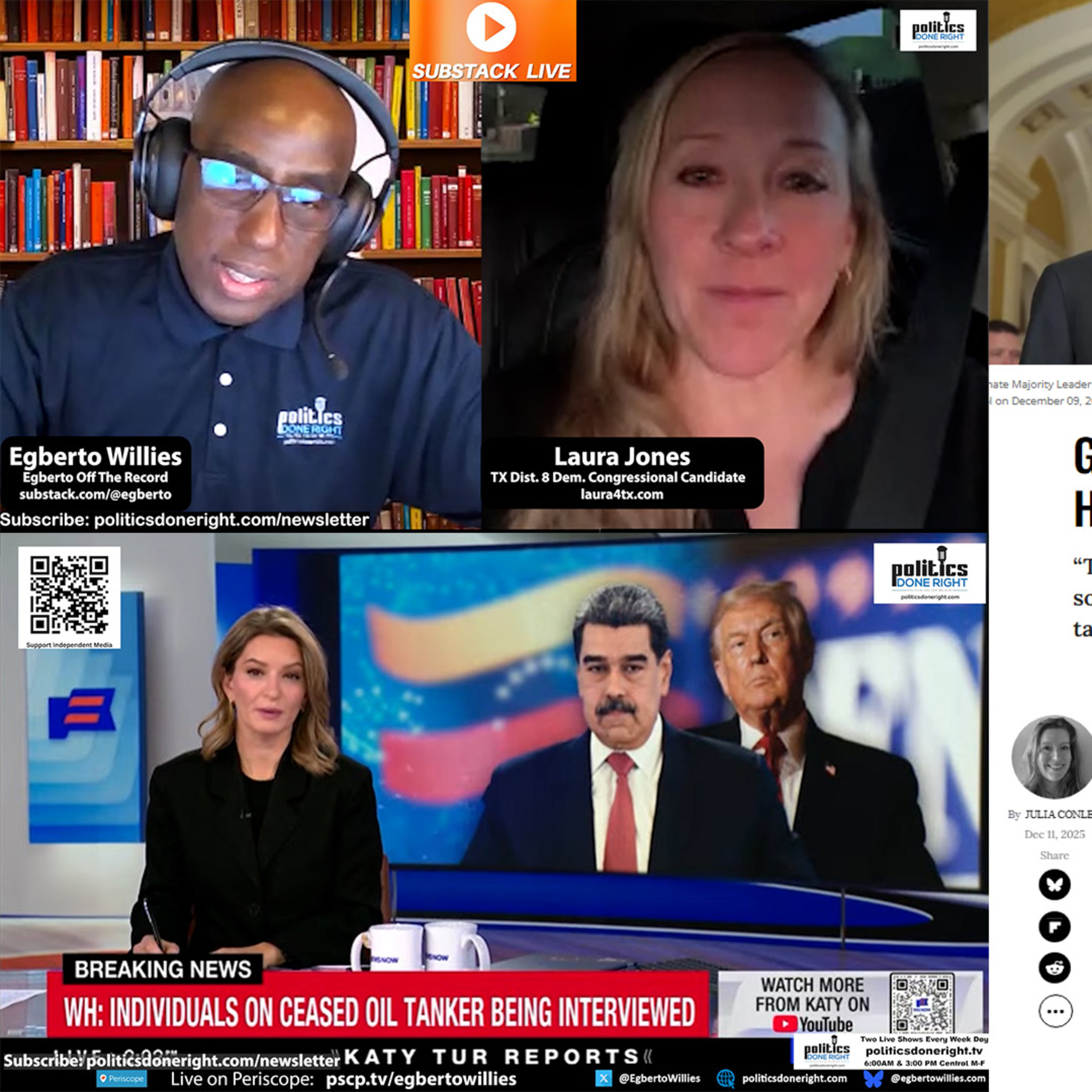 Democrat Laura Jones, Trump’s Venezuela Theft, and GOP’s War on Affordable Care