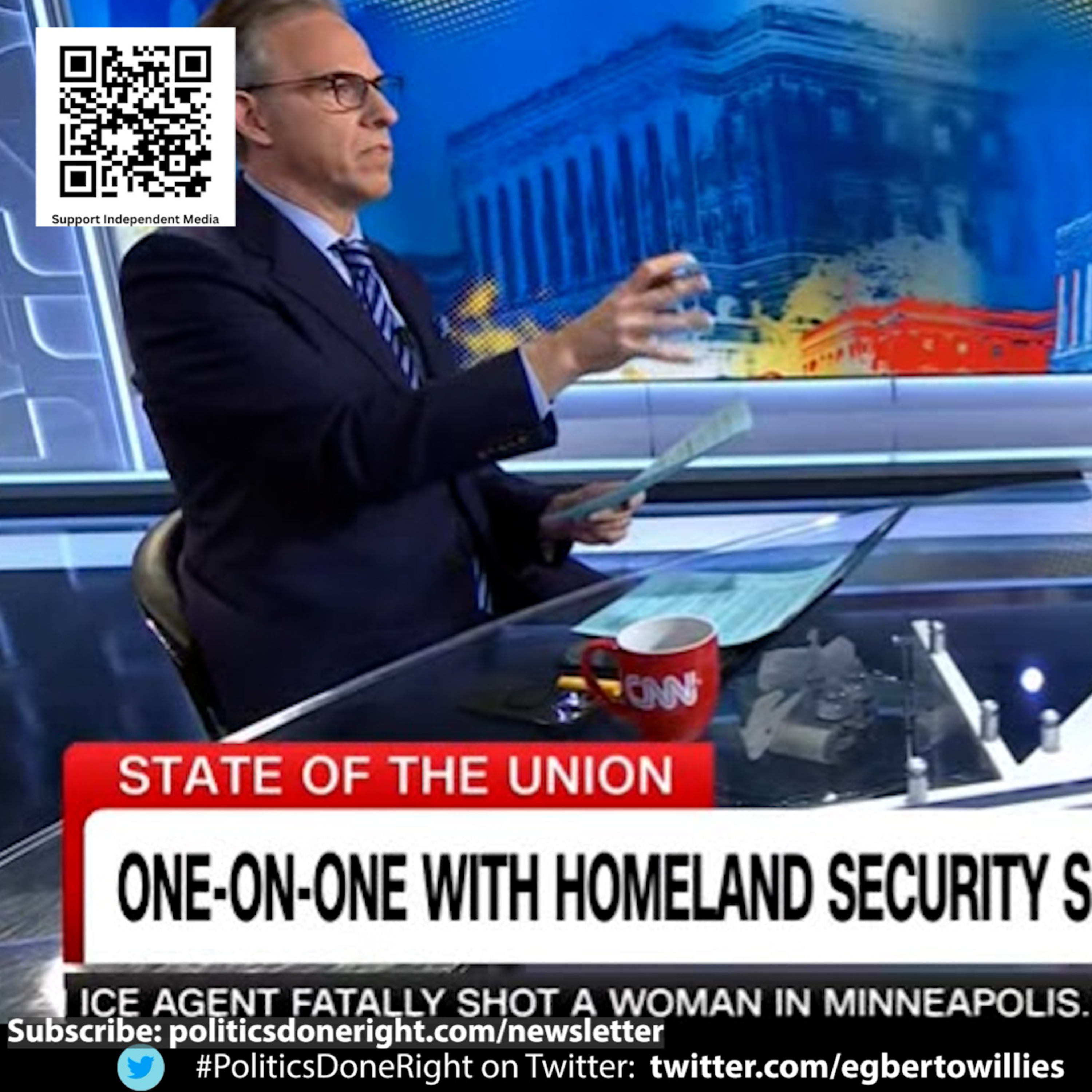 CNN’s Jake Tapper Destroys DHS Secretary Spin With January 6 Footage vs ICE