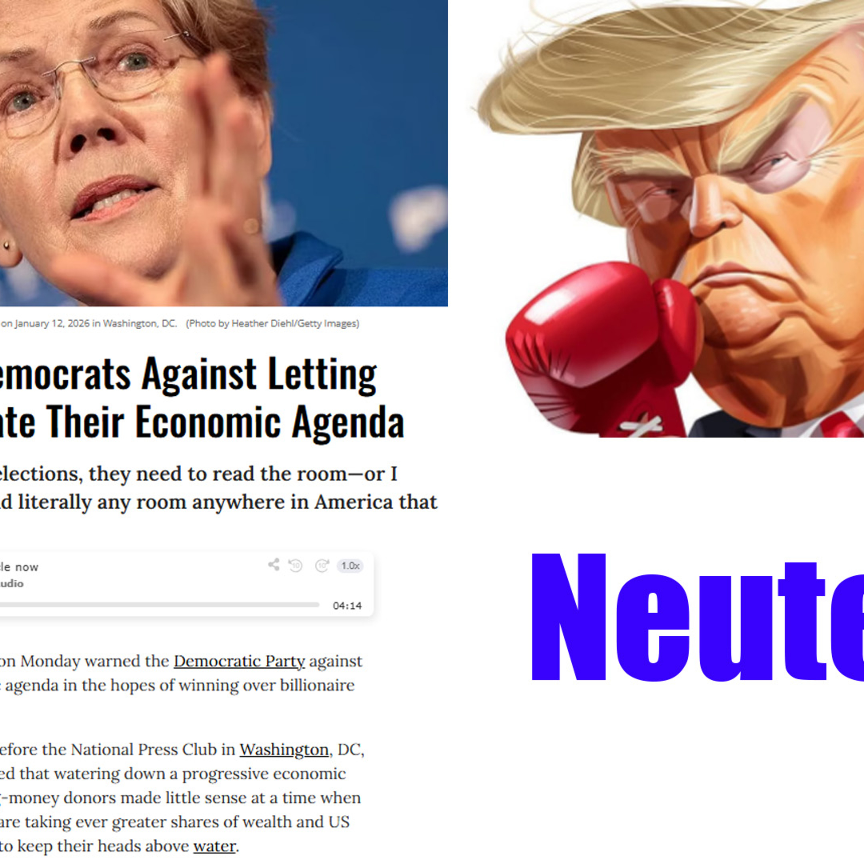 Warren Warns Democrats on Billionaires as Trump Loses Bigly in Court While Power Grabs Collapse