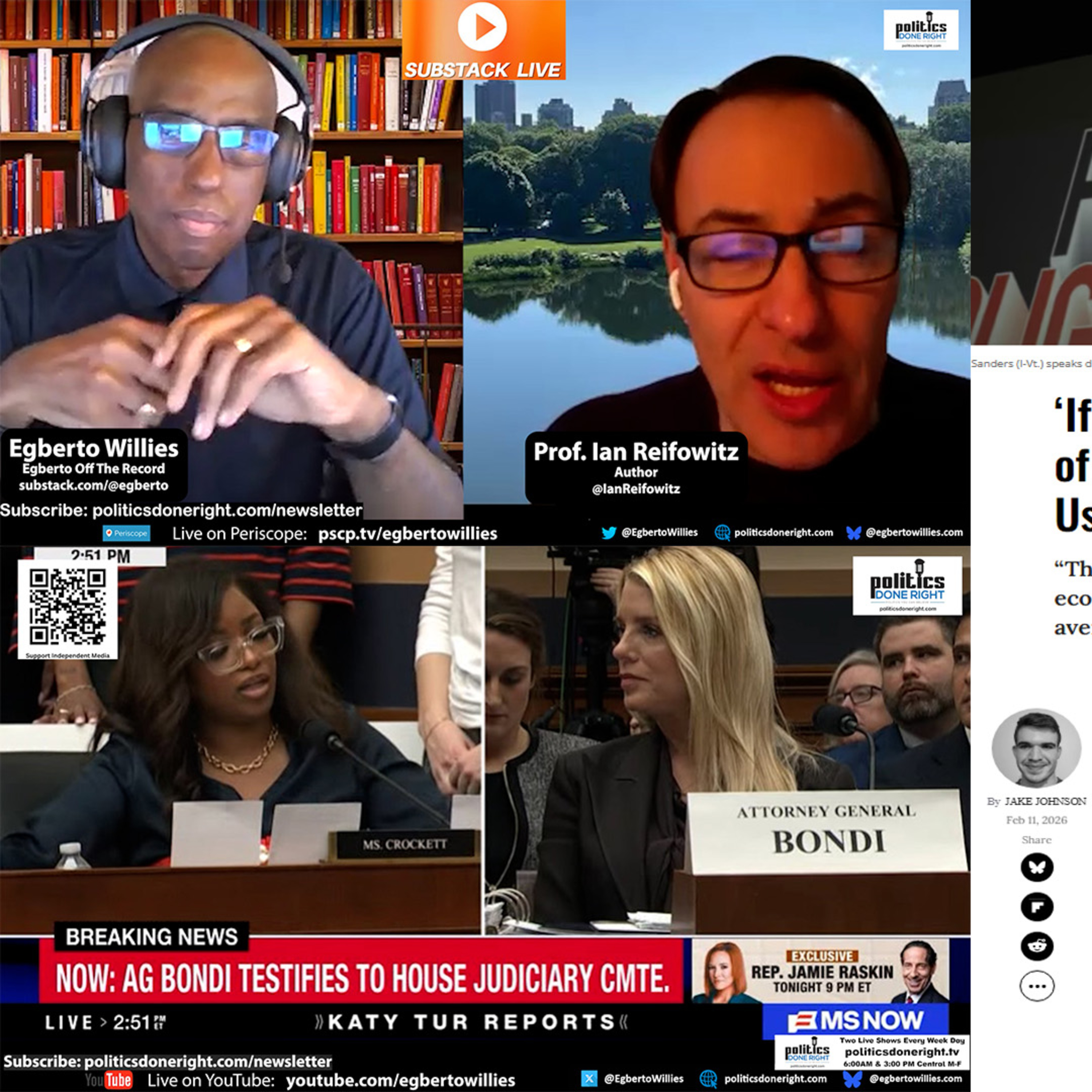Stereotypes, Showdowns & Billionaires: Reifowitz, Crockett, Sanders on Trump’s America