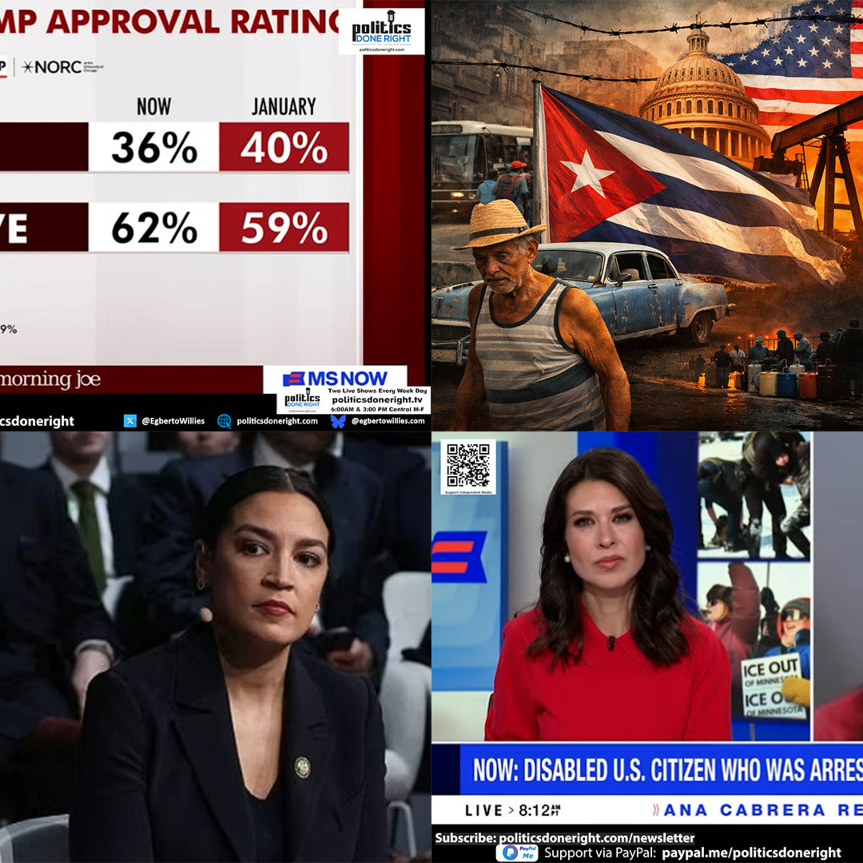 Trump’s Poll Collapse and ICE Violence Exposed as Cuba Suffers U.S. Sanctions, AOC Champions work