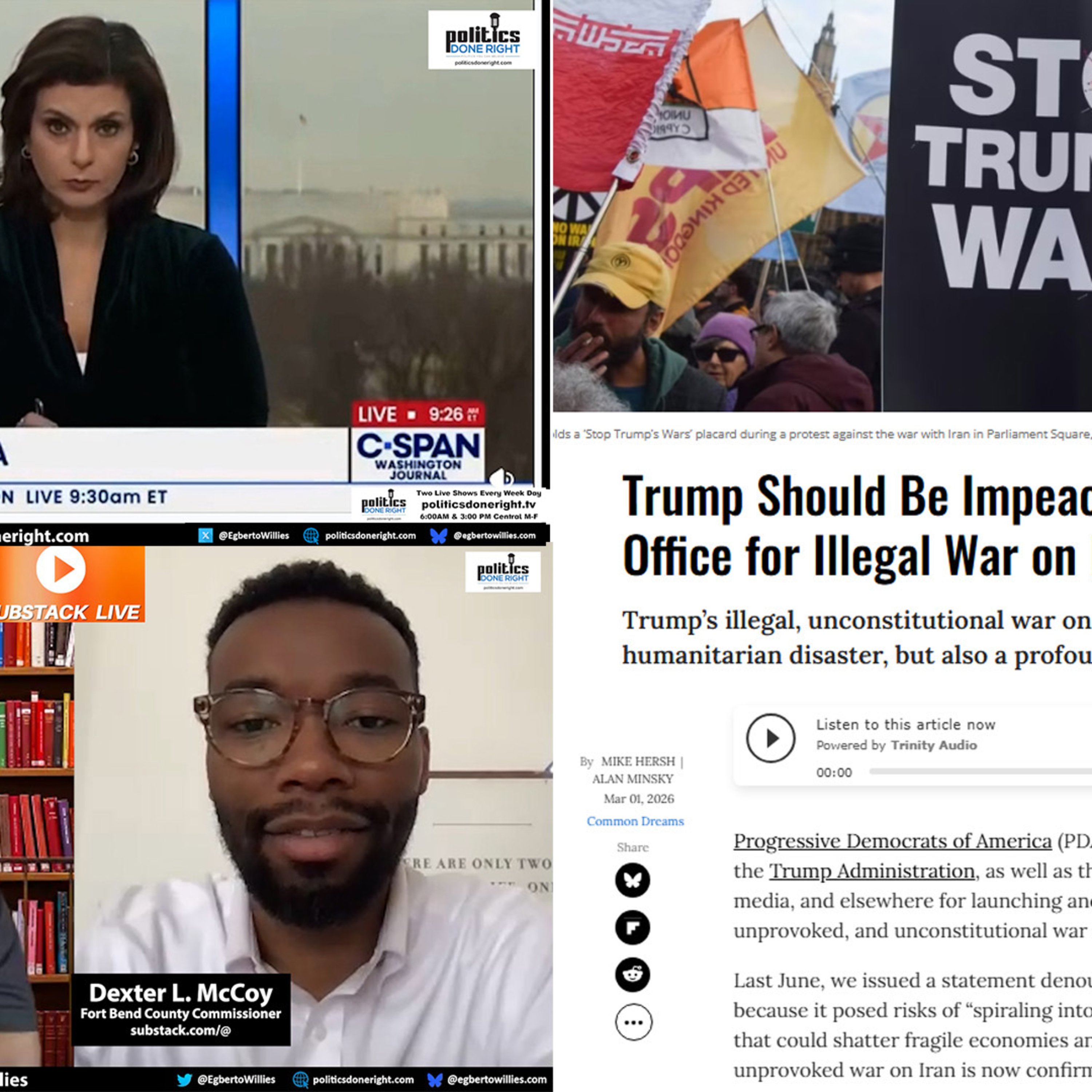Hunger by Design, McCoy for Judge & Trump’s Illegal Iran War Crisis