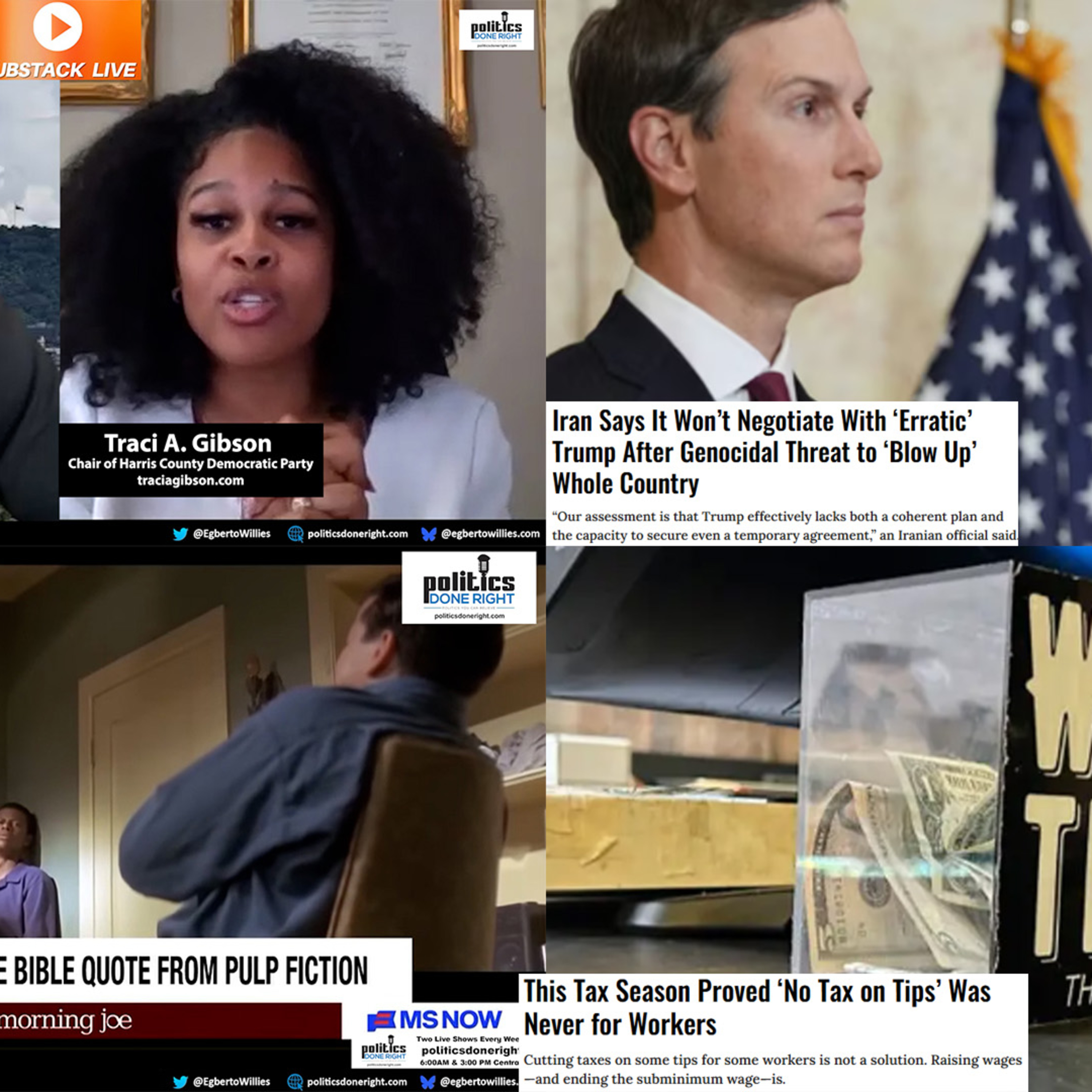 Trump Iran Threats, Gibson Mobilizes, Hegseth Blunder, Tip Tax Scam Exposed
