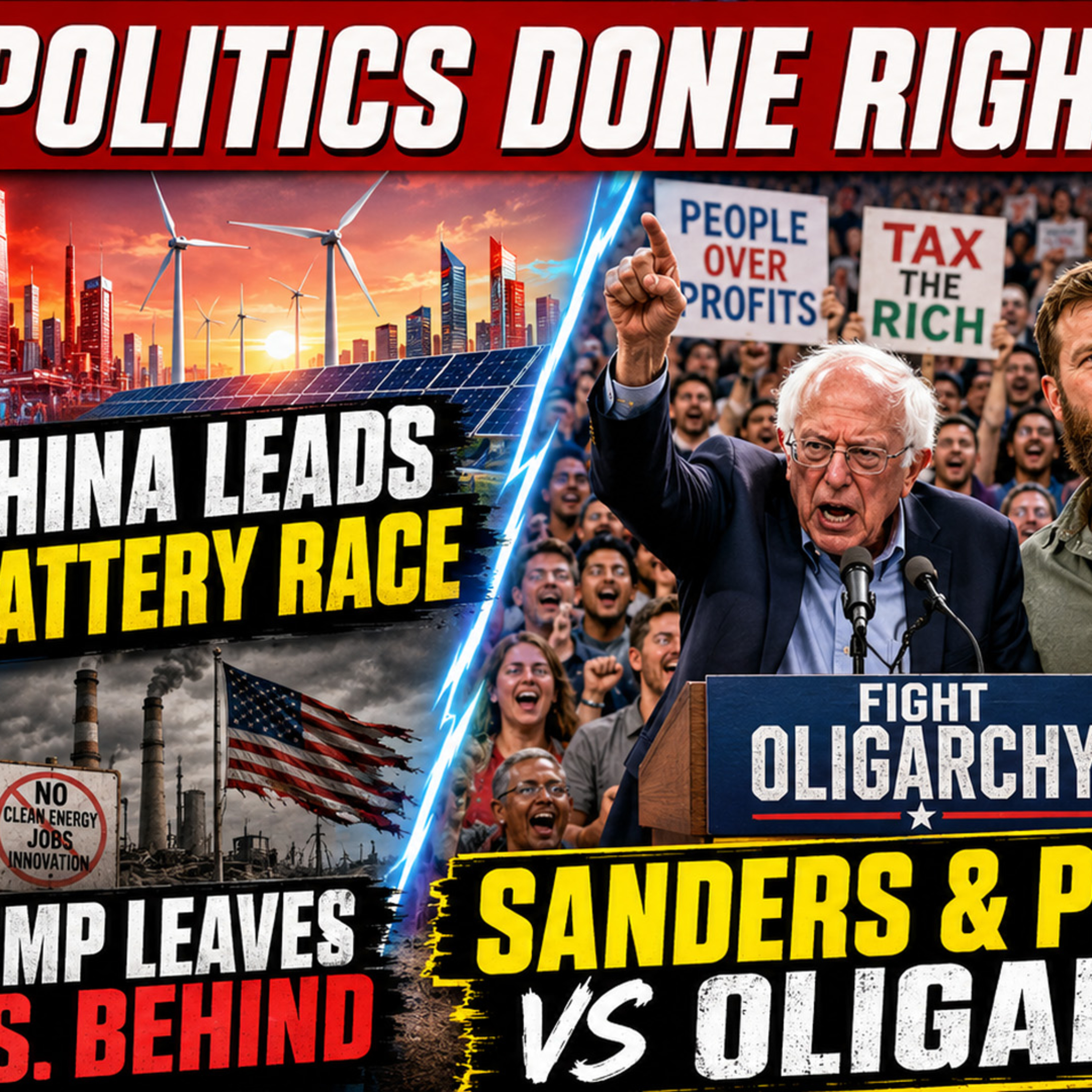 Trump Leaves U.S. Behind on Batteries as Sanders and Platner Rally Against Oligarchy