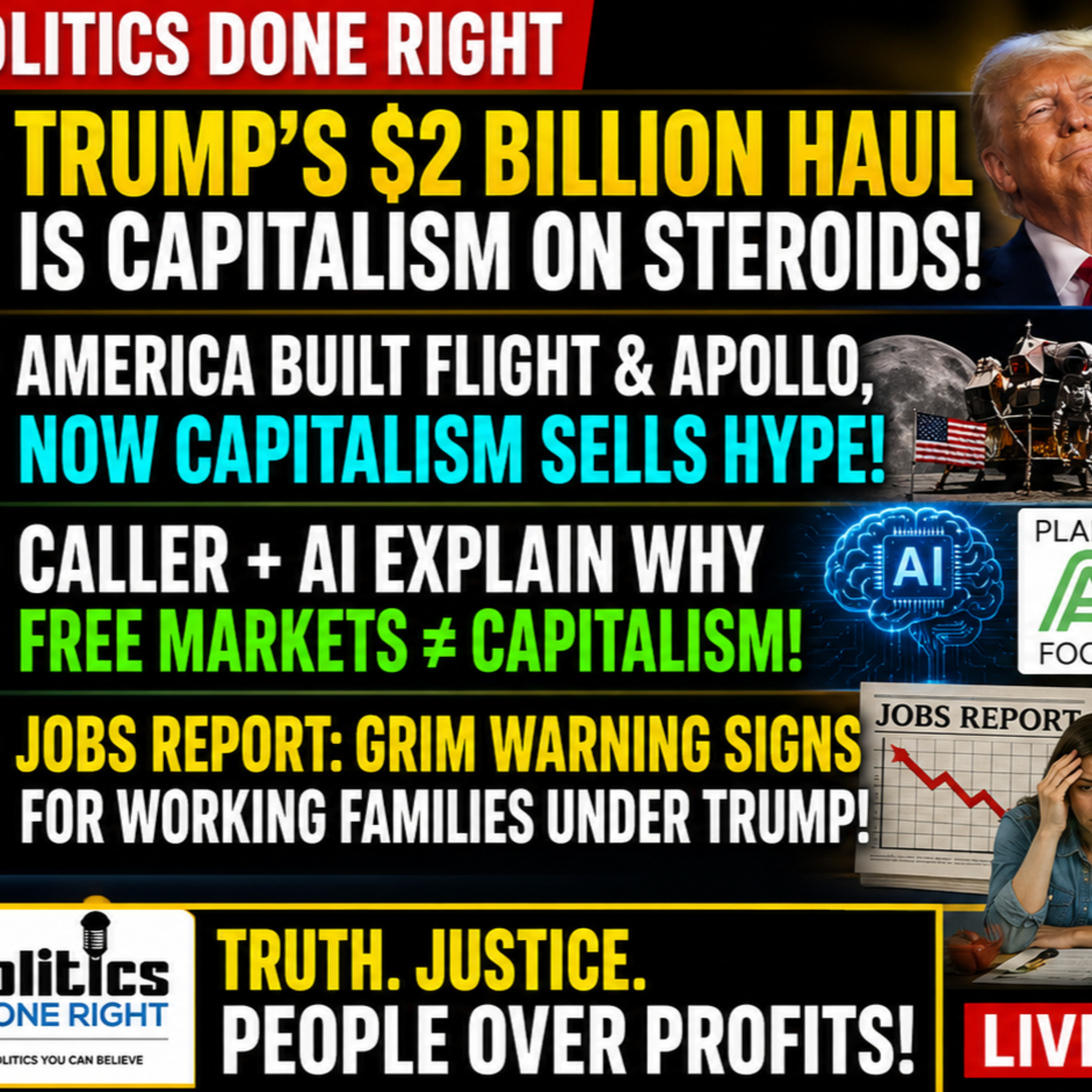 Trump’s $2B Payday Exposes Capitalism, Crypto Hype, AI Capture, And Weak Jobs episode artwork
