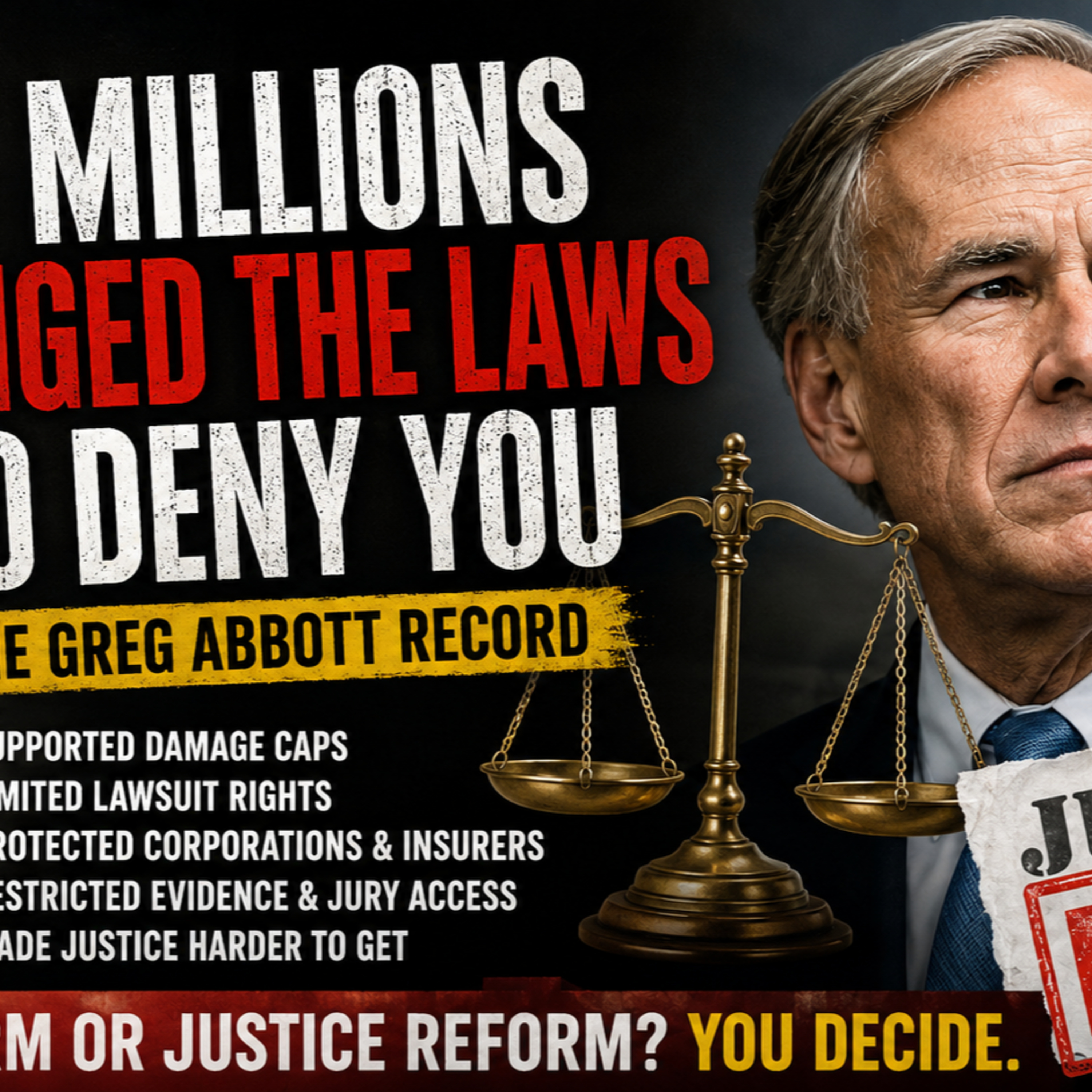 Greg Abbott Got Millions—Then Helped Shut the Courthouse Door on Injured Texans