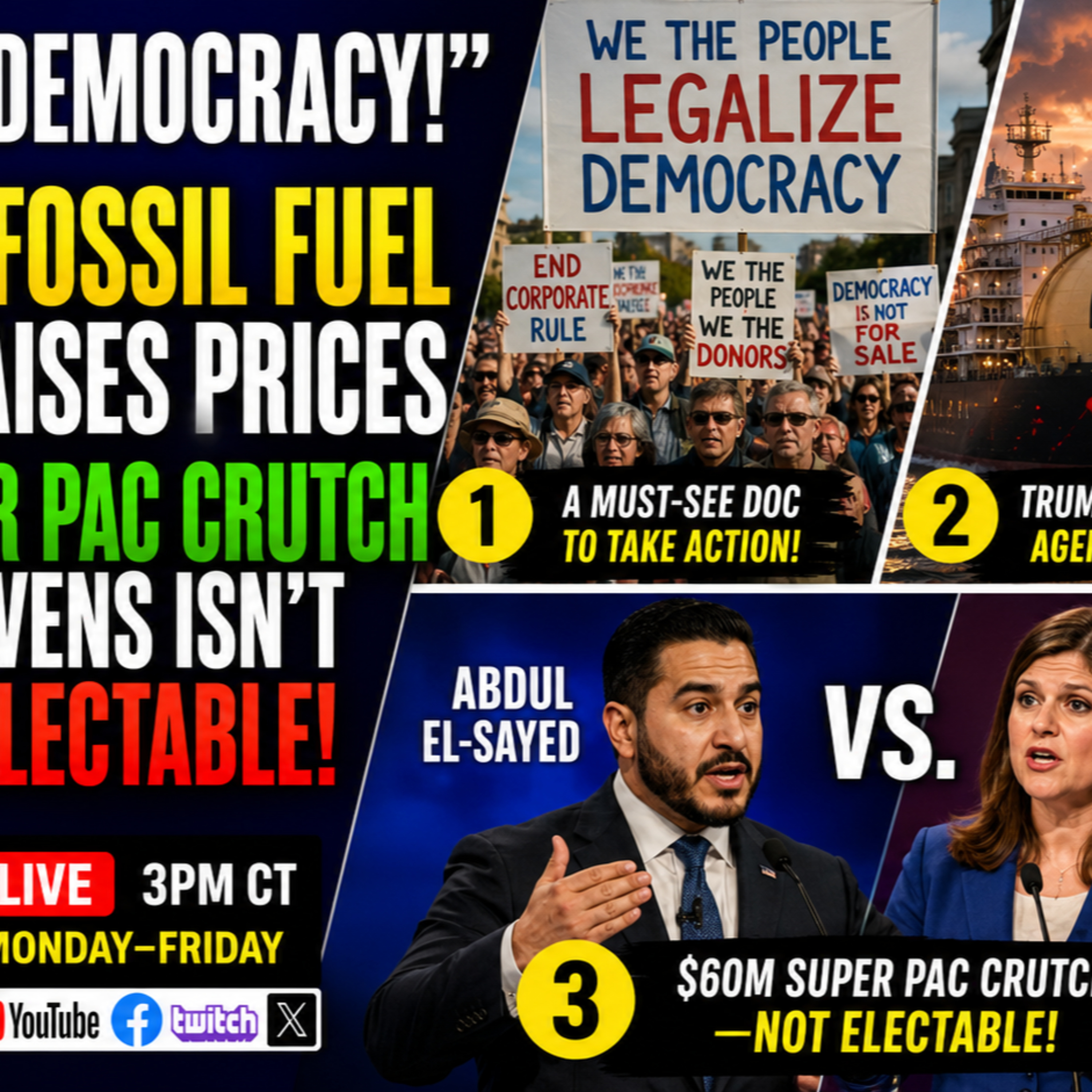 Legalize Democracy, Stop Trump’s LNG Price Hike, and Reject Super PAC Politics