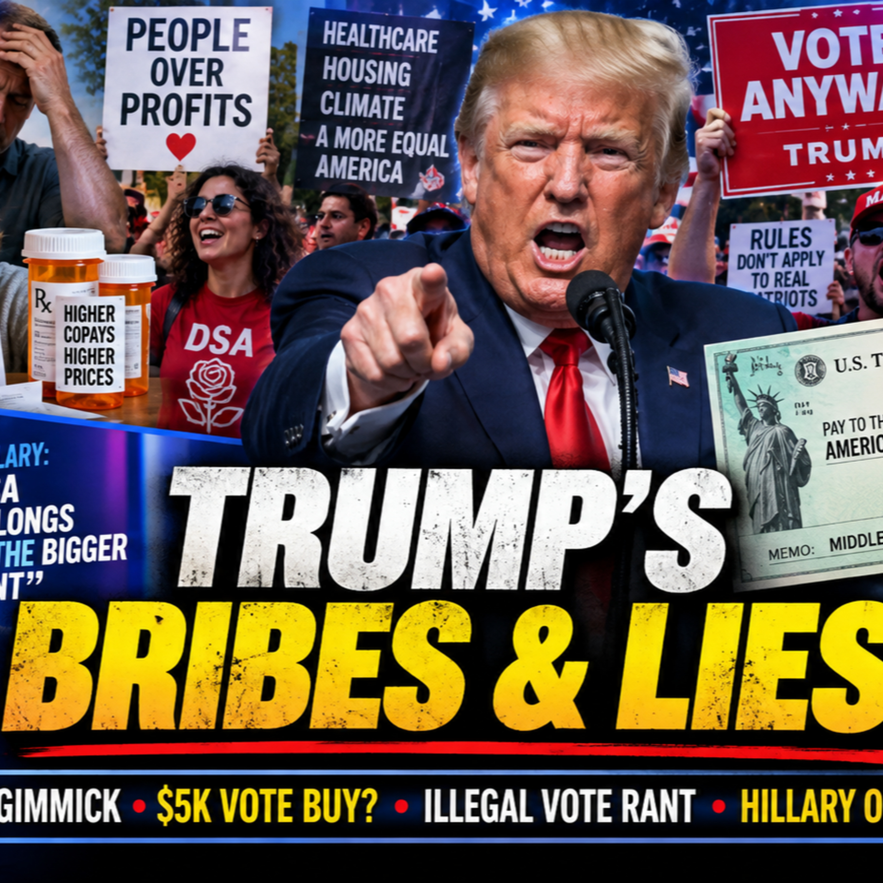 Trump Offers $500 Health Checks, $5K Midterm Cash as Hillary Defends Democrats’ Big Tent