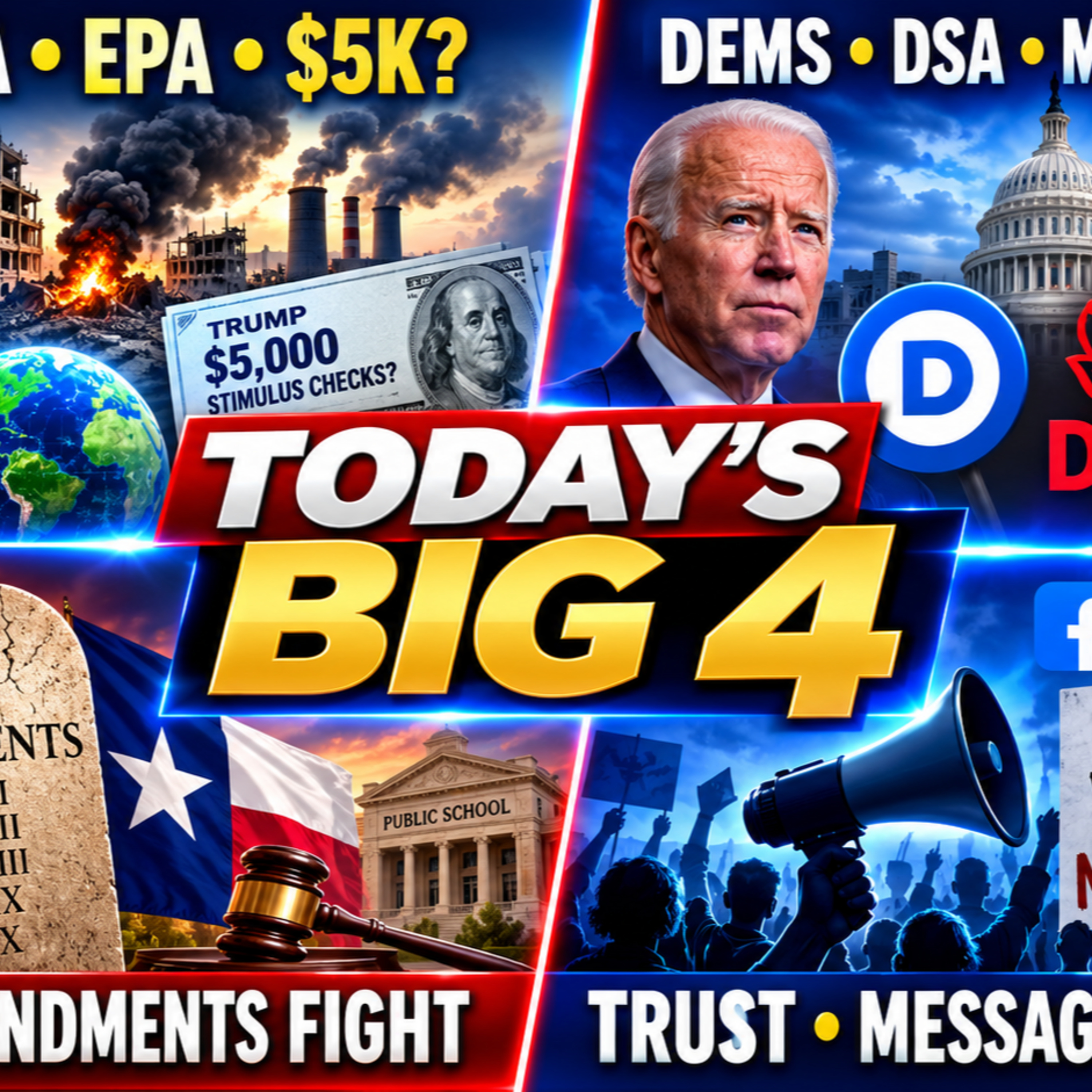 AI, Gaza, EPA Rollbacks, $5K Checks, DSA Unity & Texas’ Ten Commandments Fight