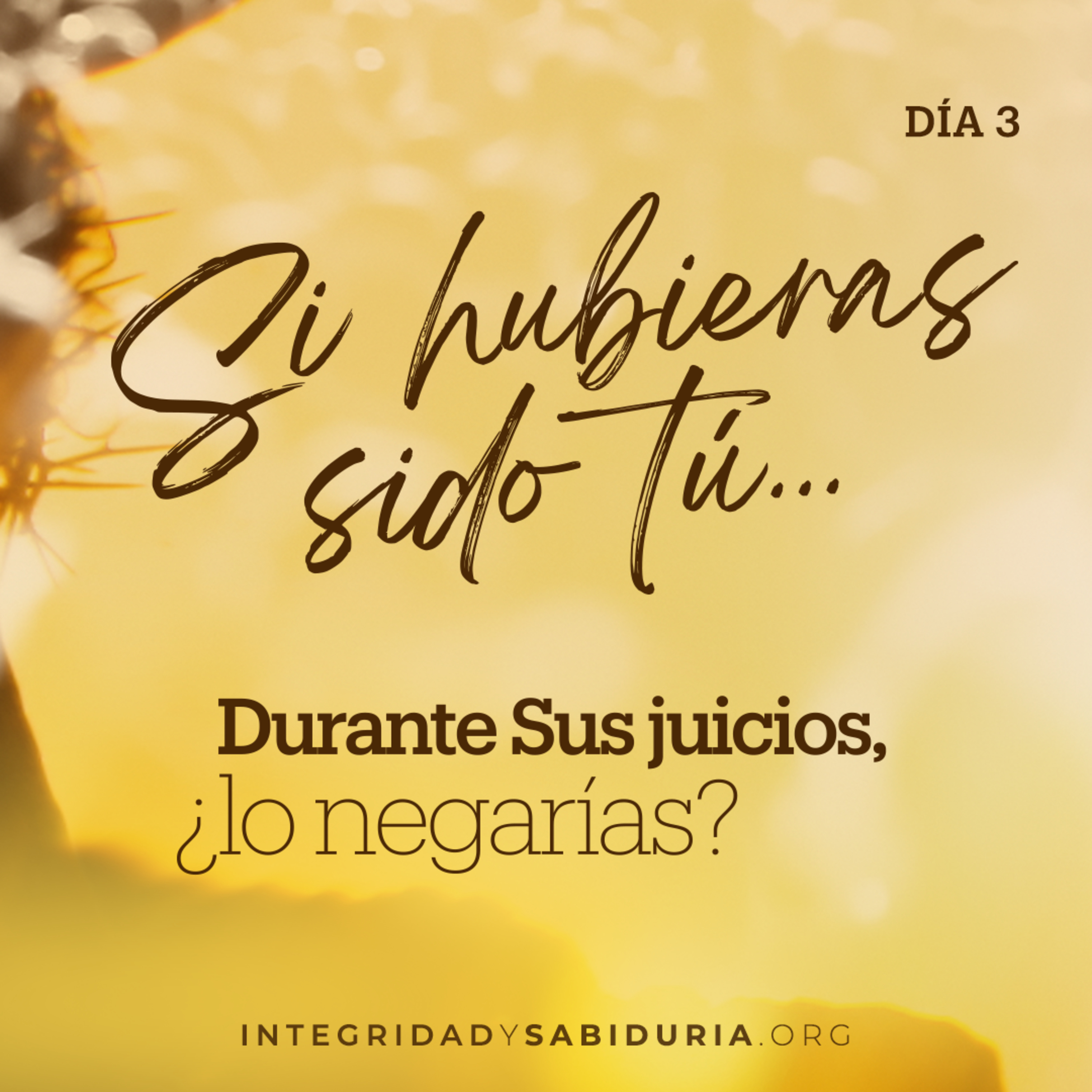 Día 3 - Devocional | Si hubieras sido tú... Durante Sus juicios, ¿lo negarías?