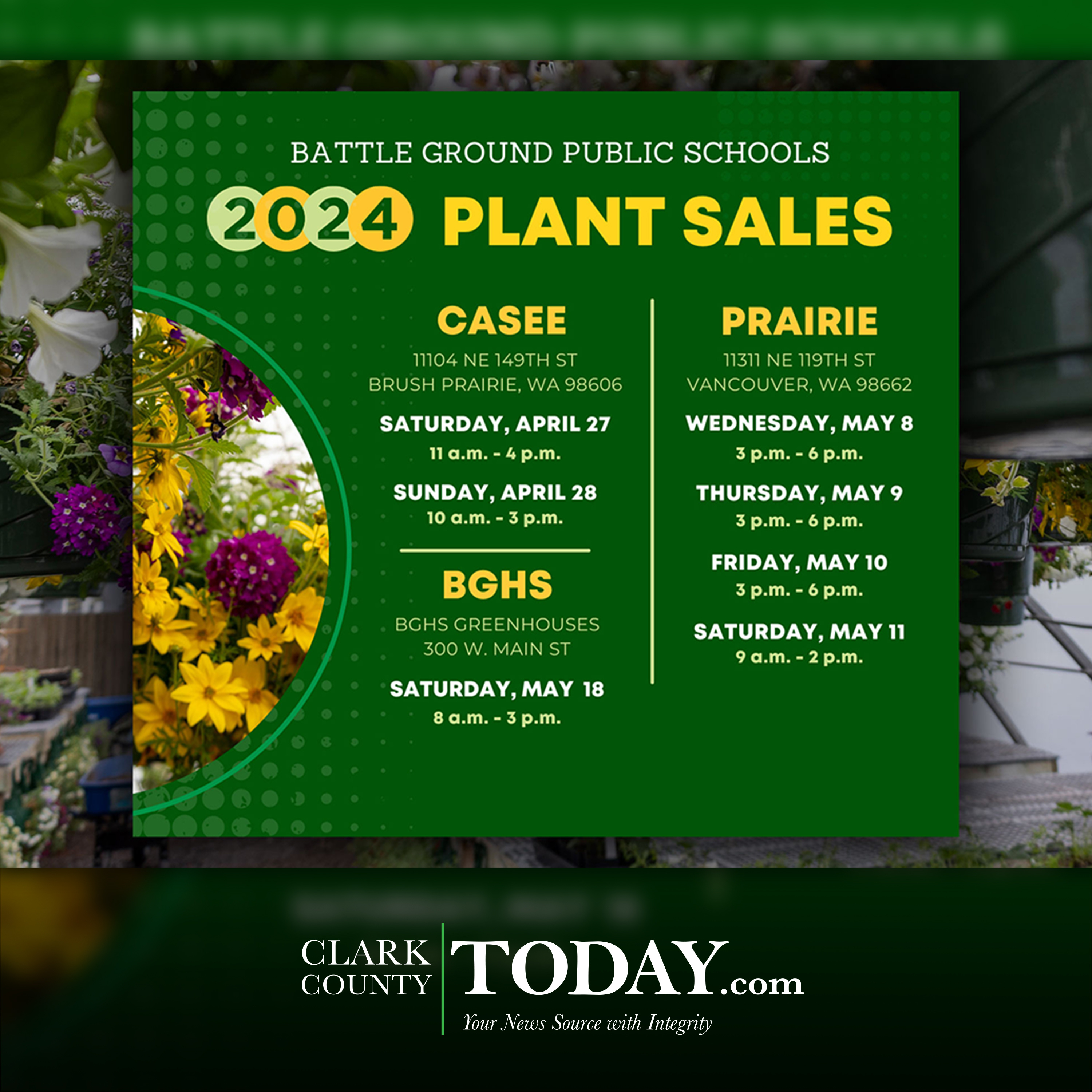 Battle Ground Public Schools plant and greenhouses sales start this month