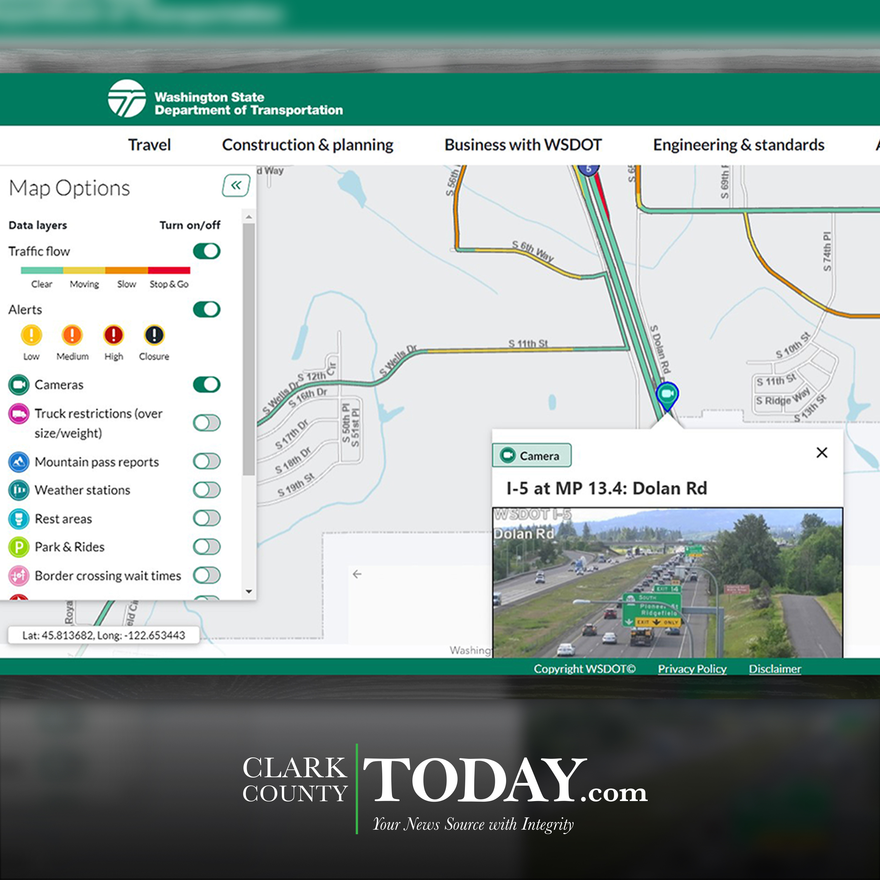Daytime lane closure on northbound I-5 in Ridgefield for weigh station maintenance, June 4