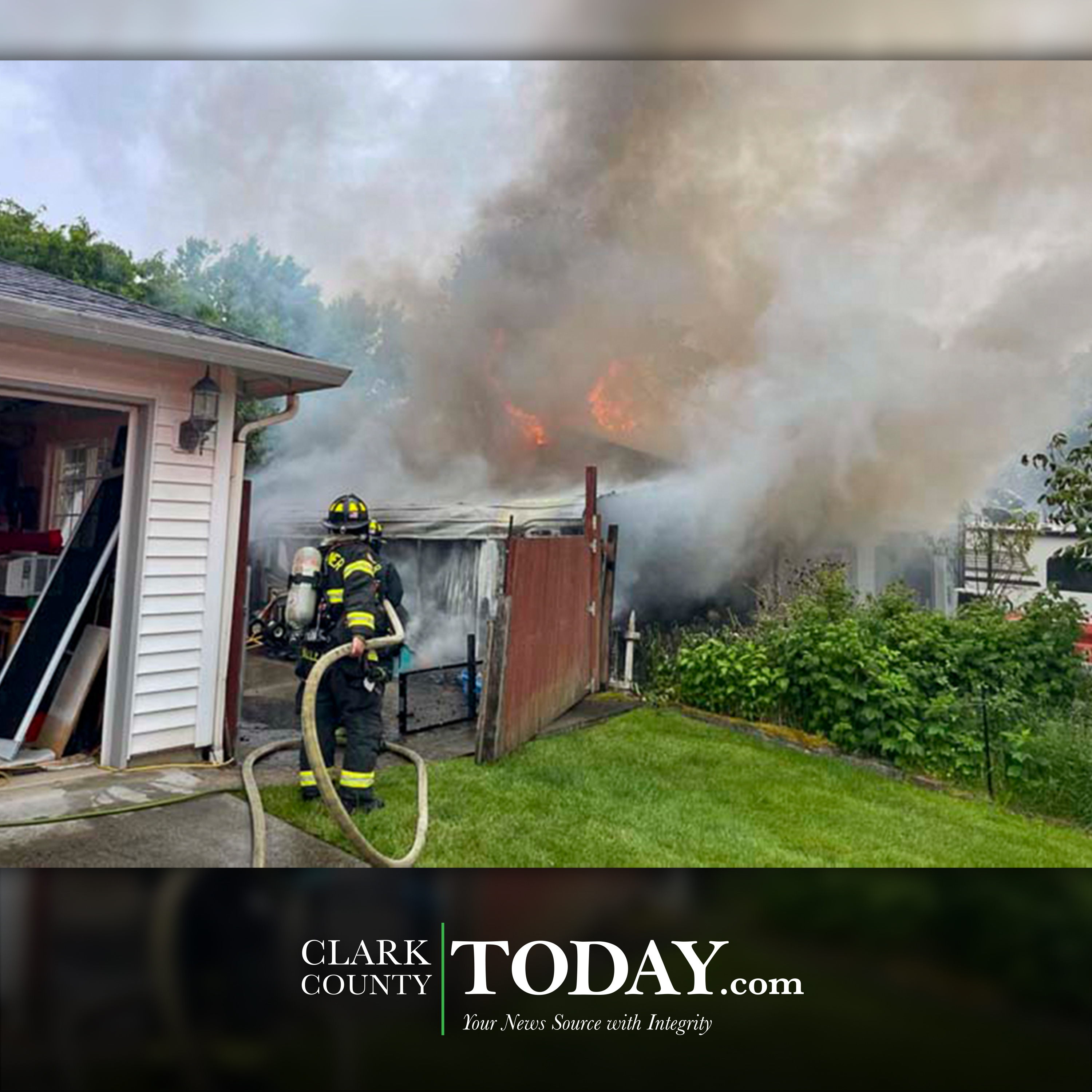 A resident and six dogs rescued from Vancouver house fire