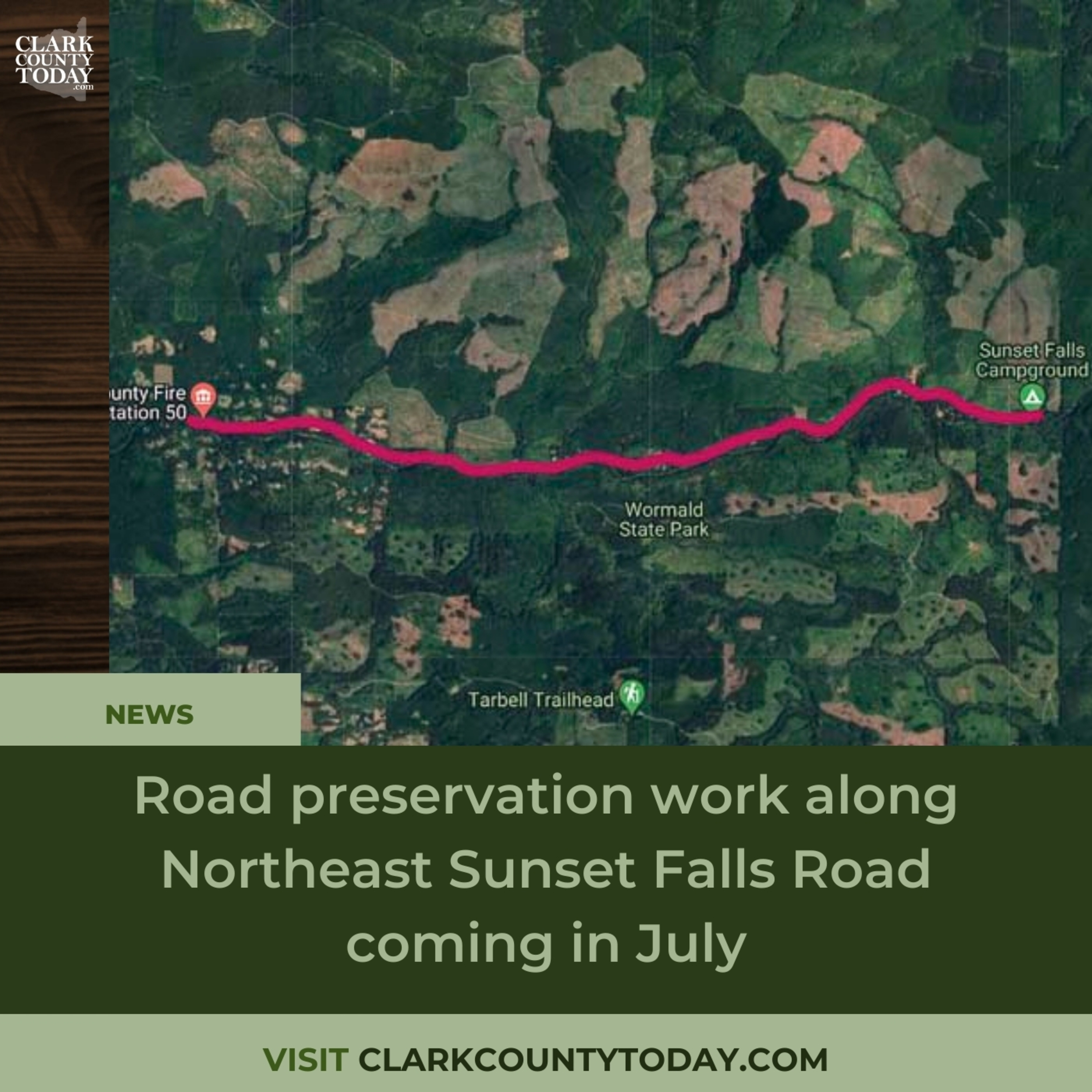 Road preservation work along Northeast Sunset Falls Road coming in July