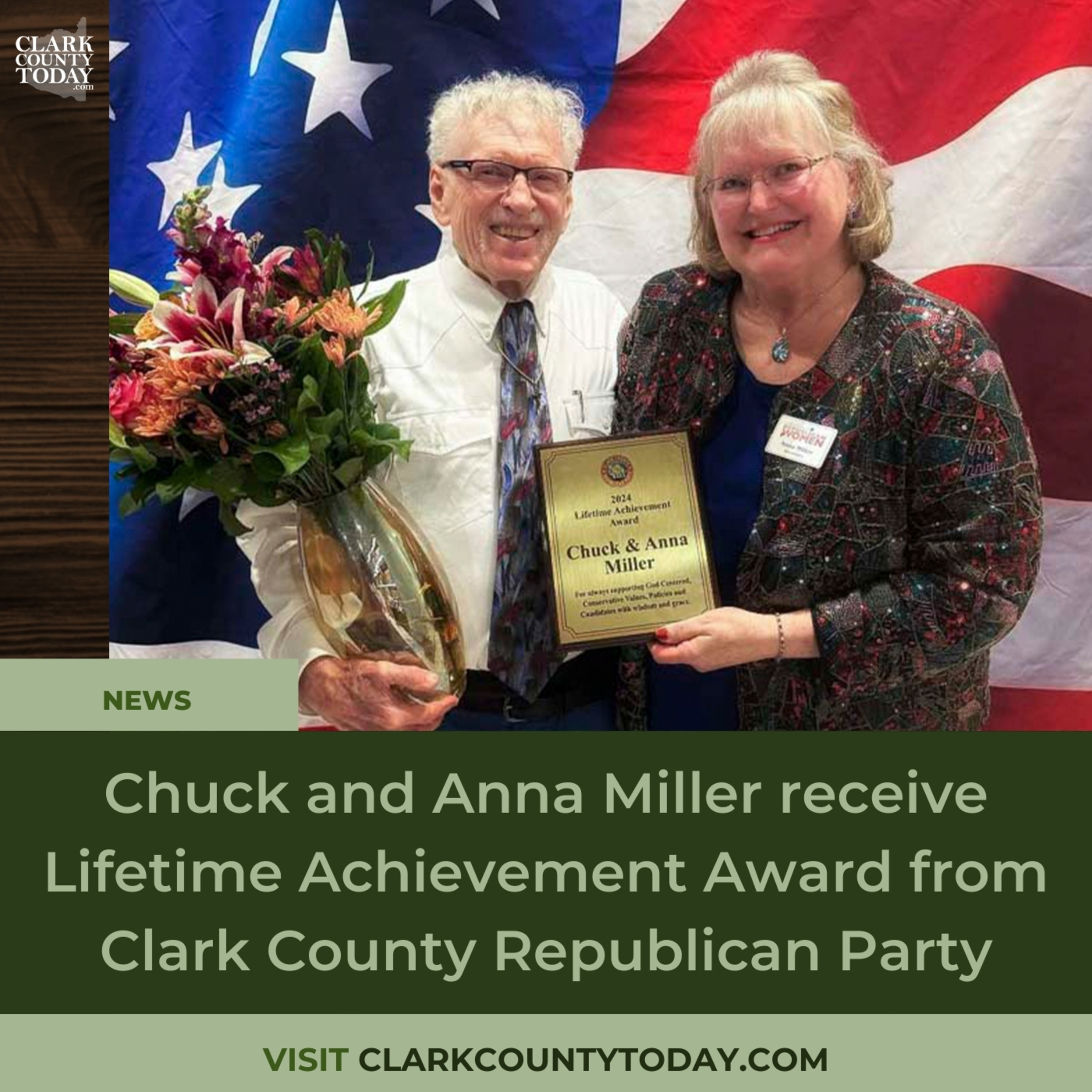 Chuck and Anna Miller receive Lifetime Achievement Award from Clark County Republican Party