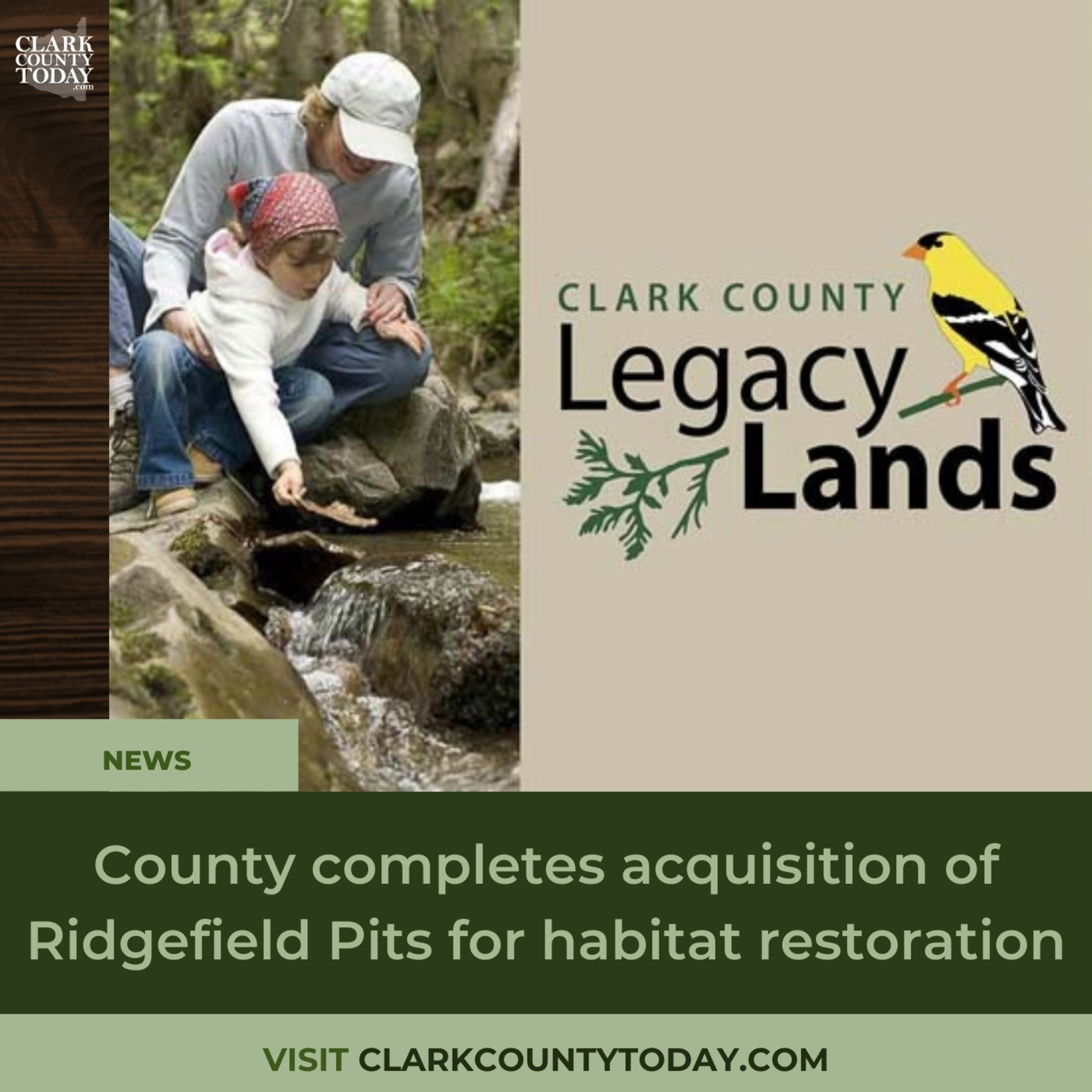 County completes acquisition of Ridgefield Pits for habitat restoration