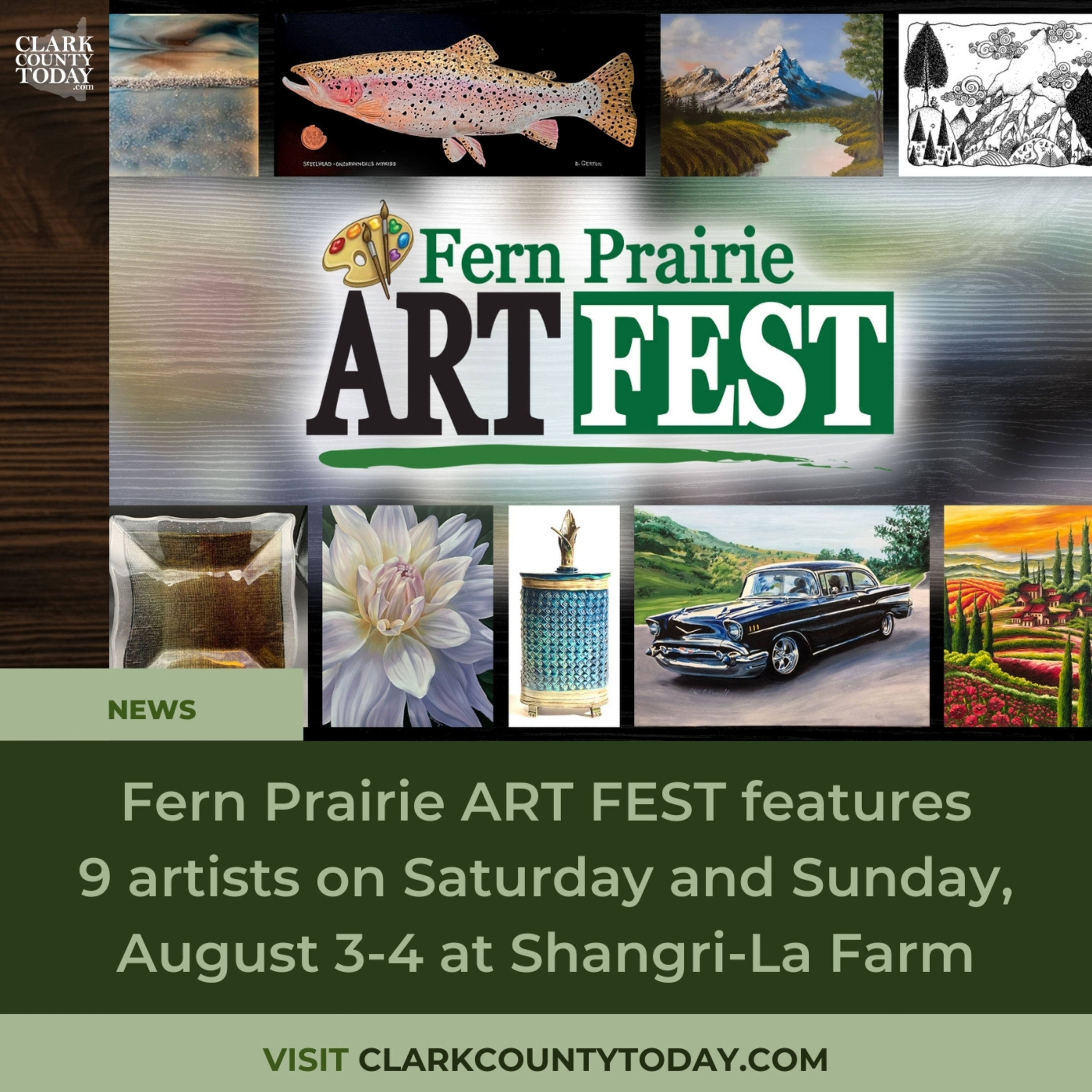 Fern Prairie ART FEST features 9 artists on Saturday and Sunday, August 3-4 at Shangri-La Farm