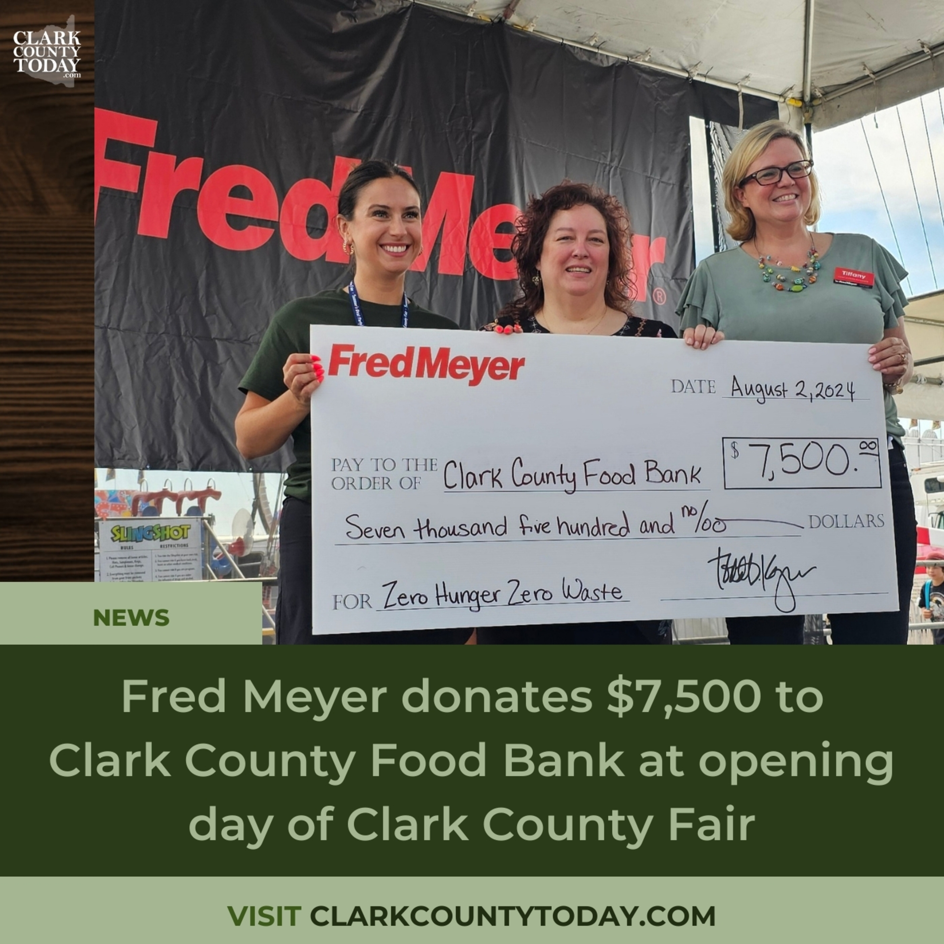 Fred Meyer donates $7,500 to Clark County Food Bank at opening day of Clark County Fair