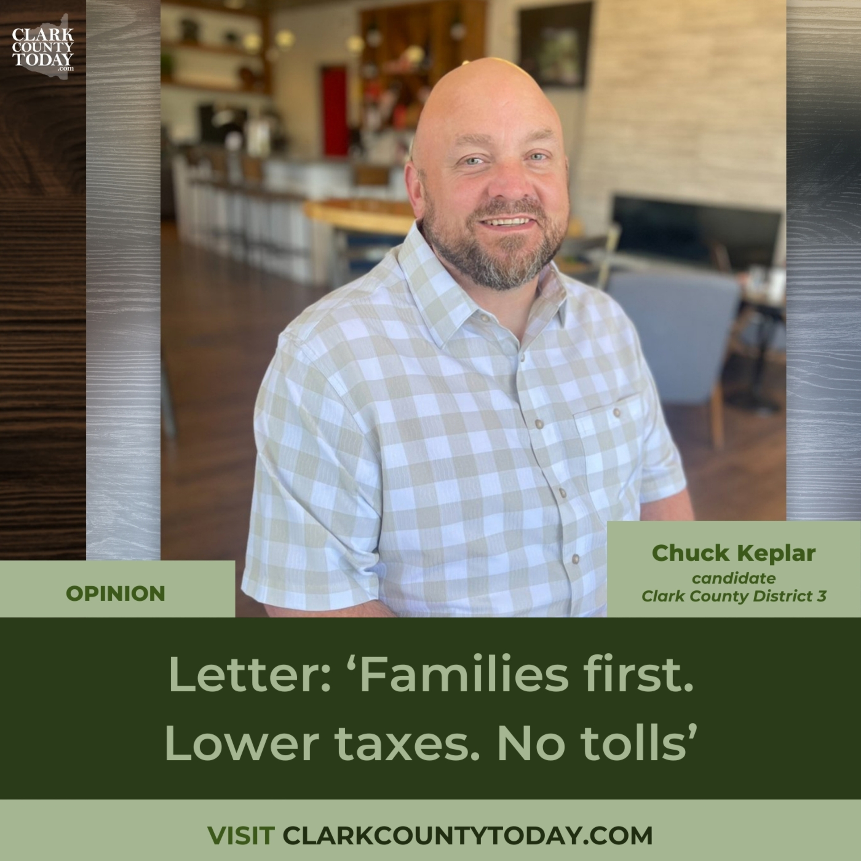Letter: ‘Families first. Lower taxes. No tolls’
