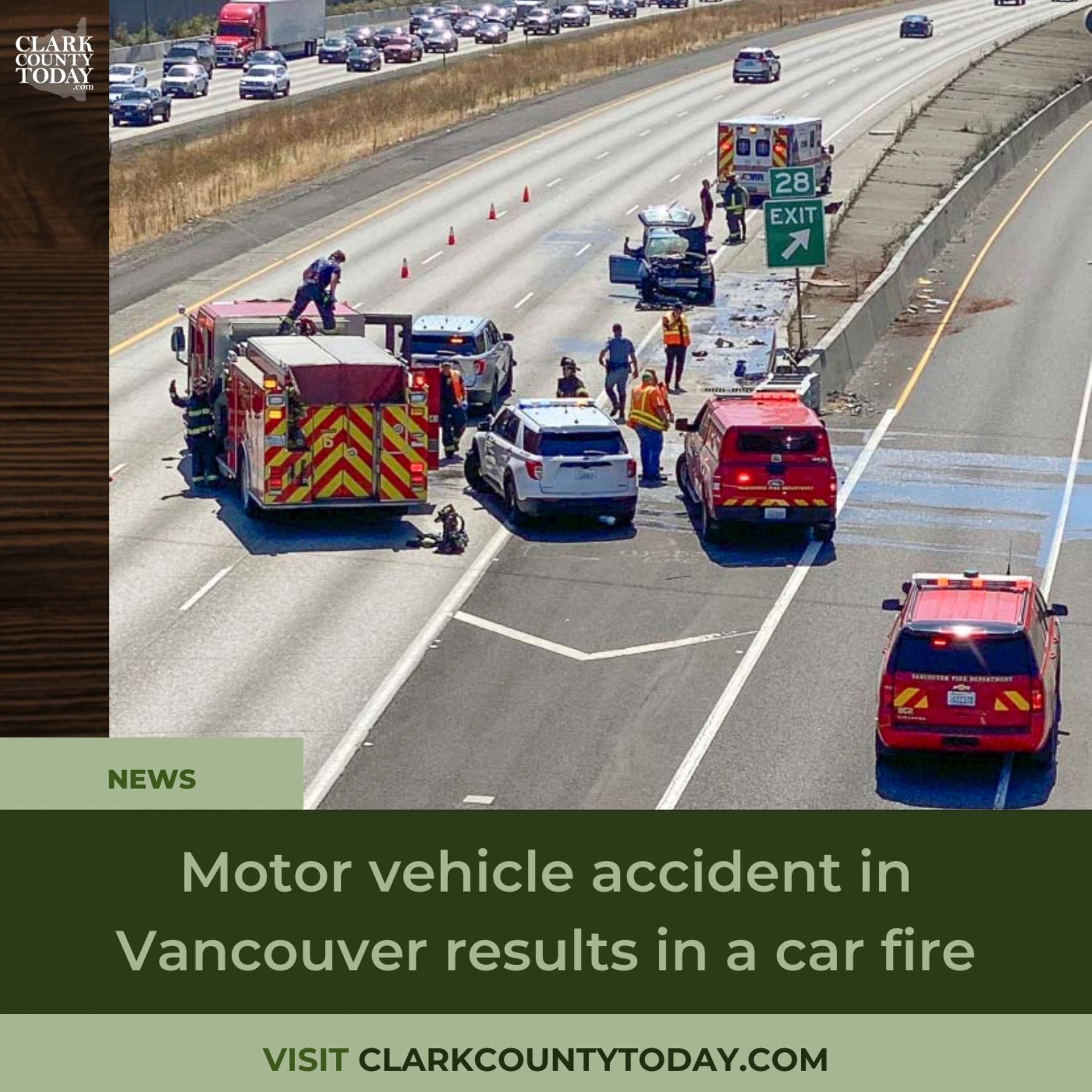 Motor vehicle accident in Vancouver results in a car fire