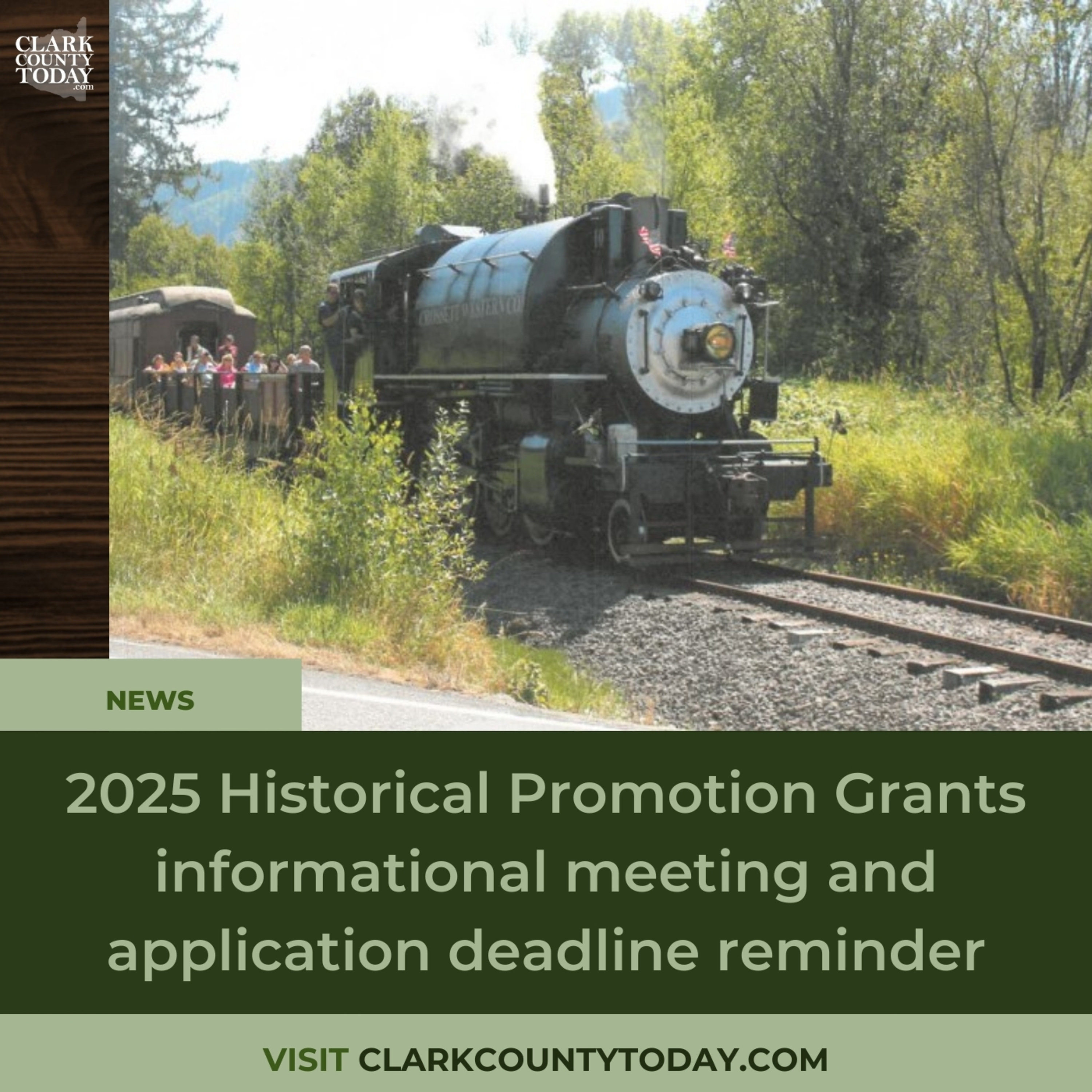 2025 Historical Promotion Grants informational meeting and application deadline reminder
