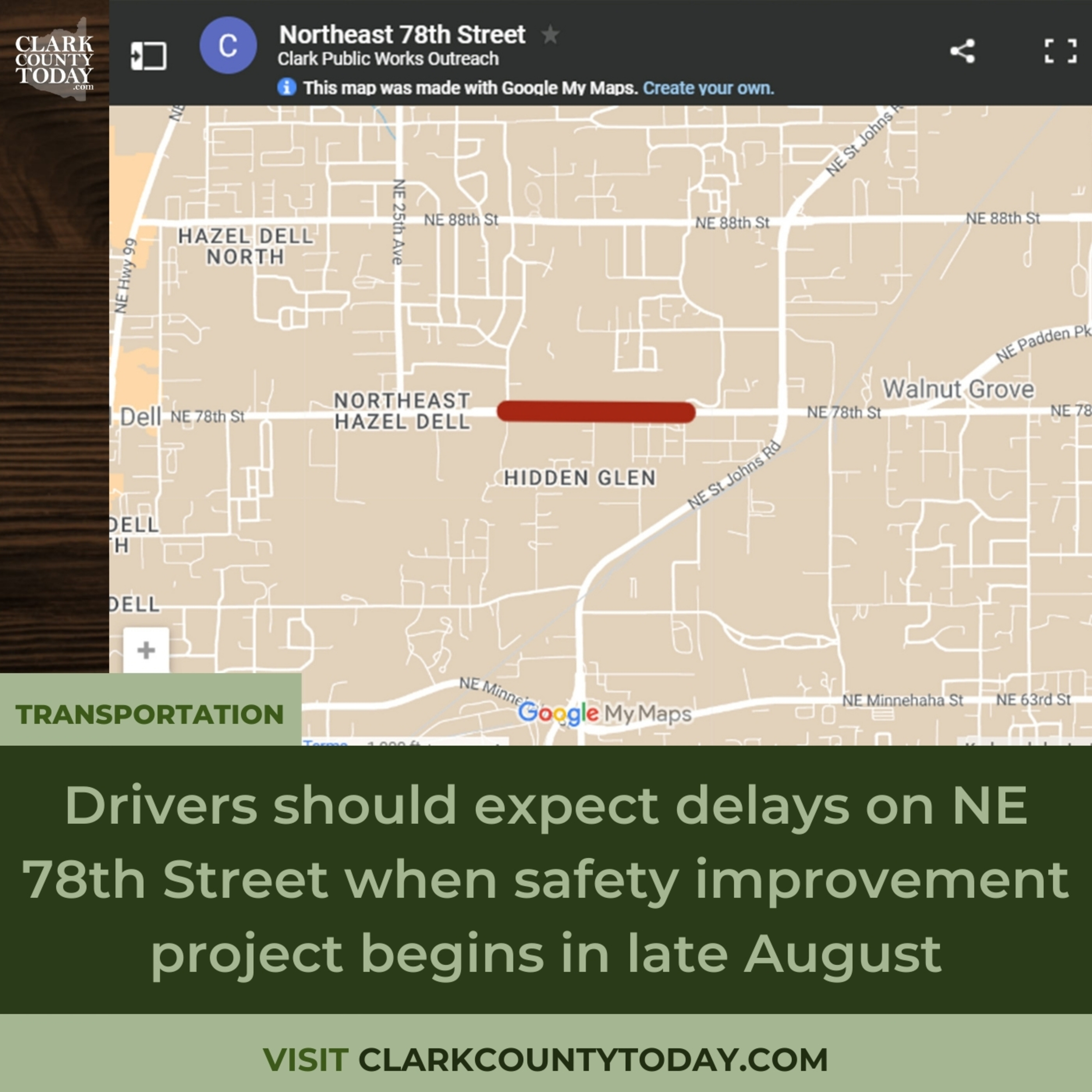 Drivers should expect delays on NE 78th Street when safety improvement project begins in late August