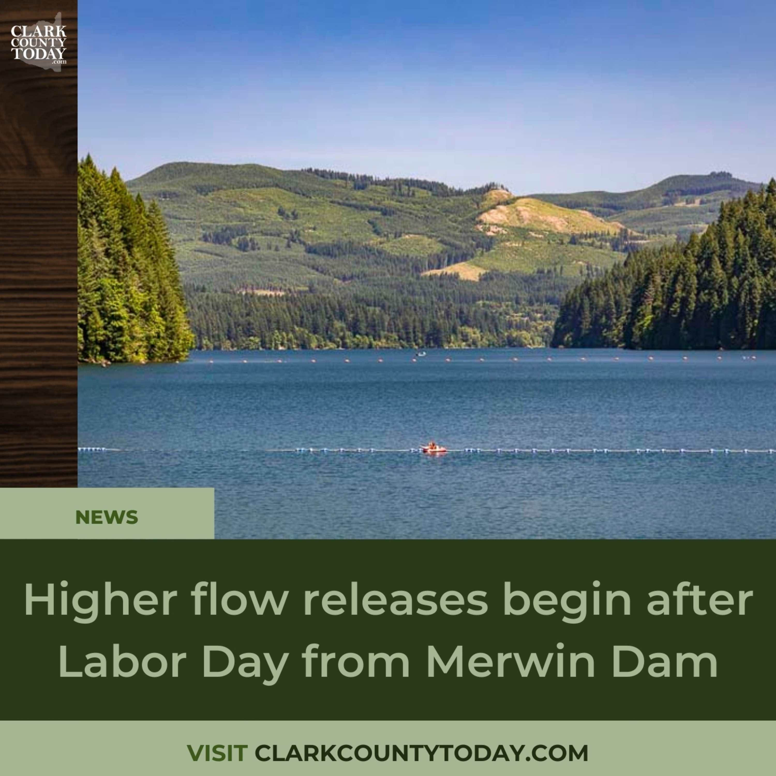 Higher flow releases begin after Labor Day from Merwin Dam