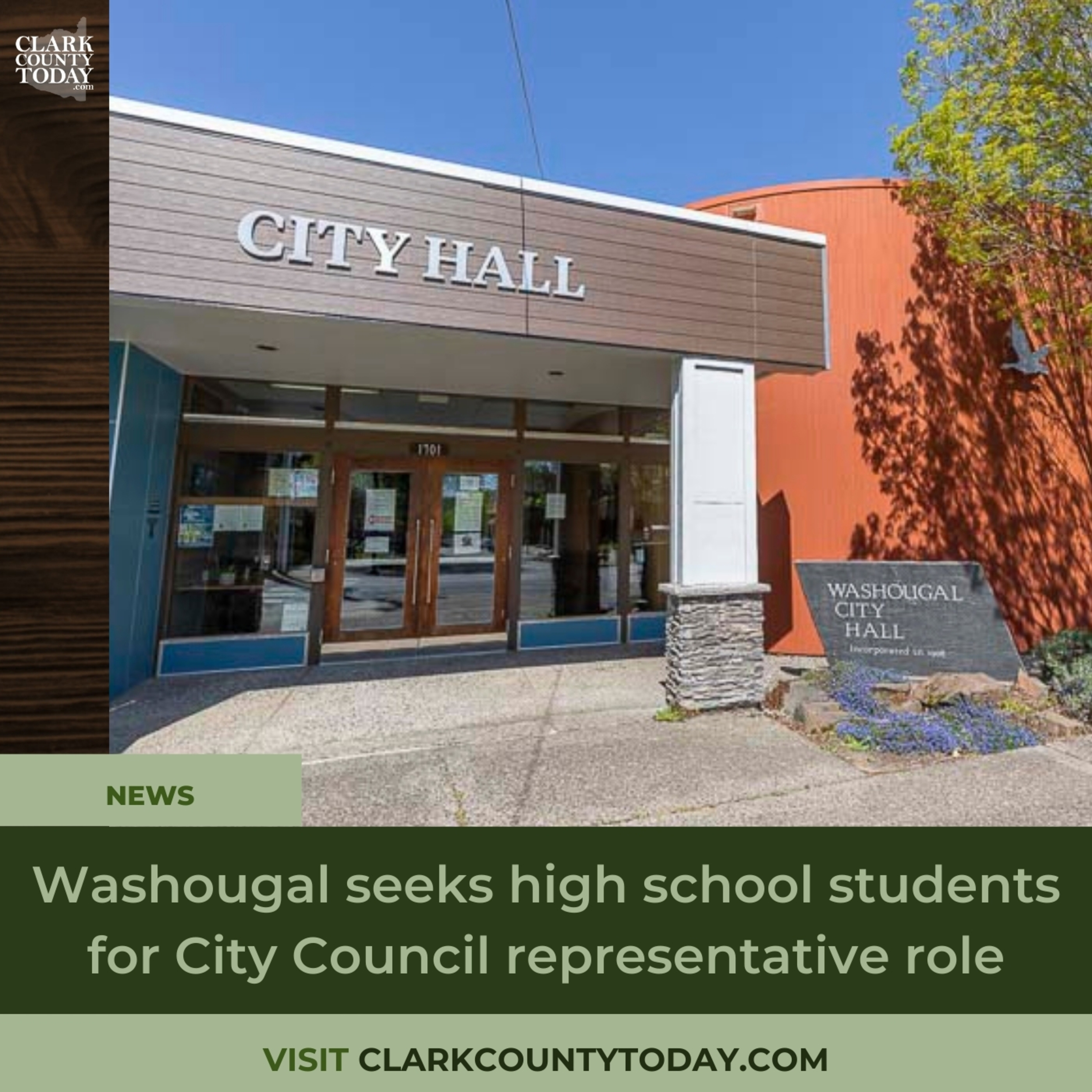 Washougal seeks high school students for City Council representative role