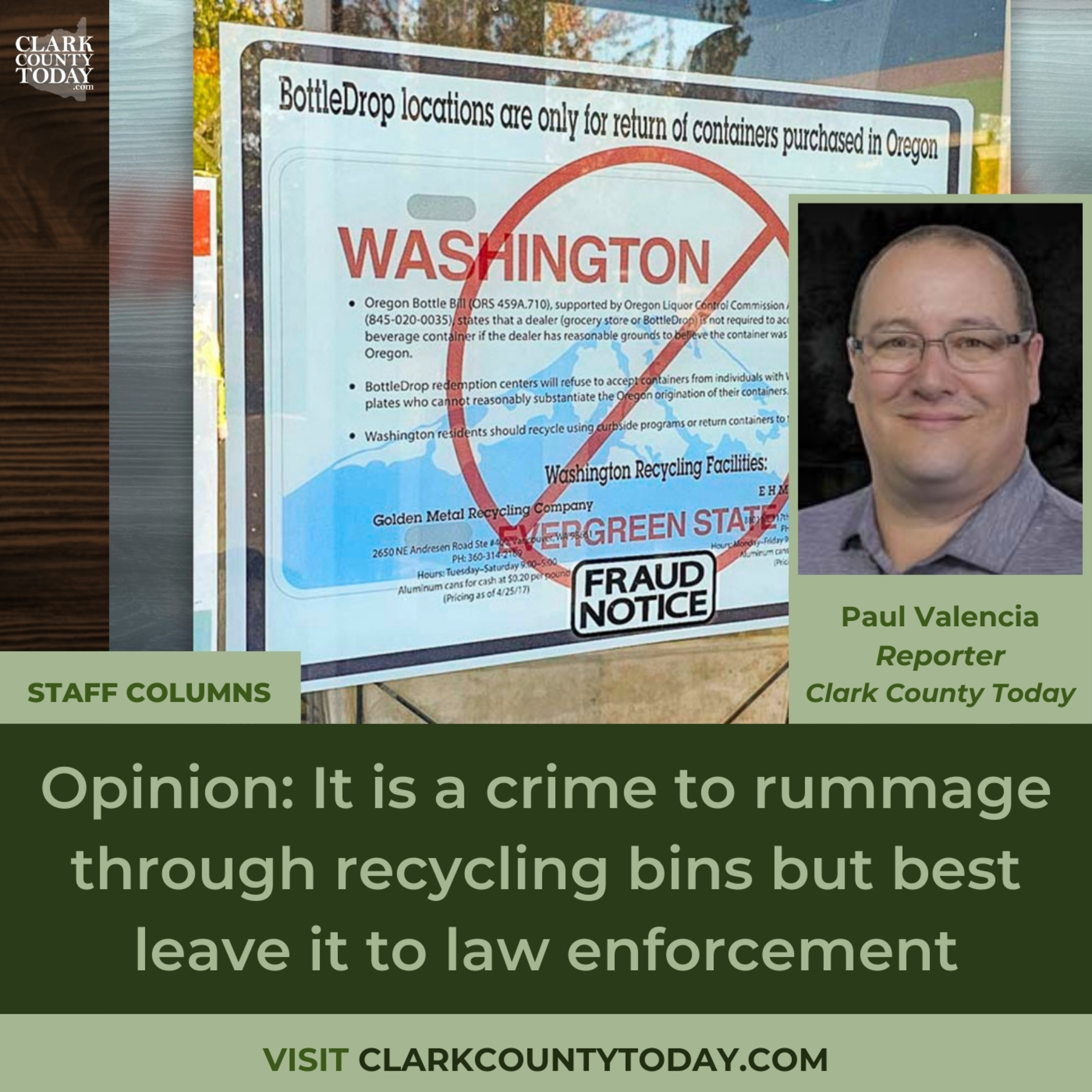 Opinion: It is a crime to rummage through recycling bins but best leave it to law enforcement