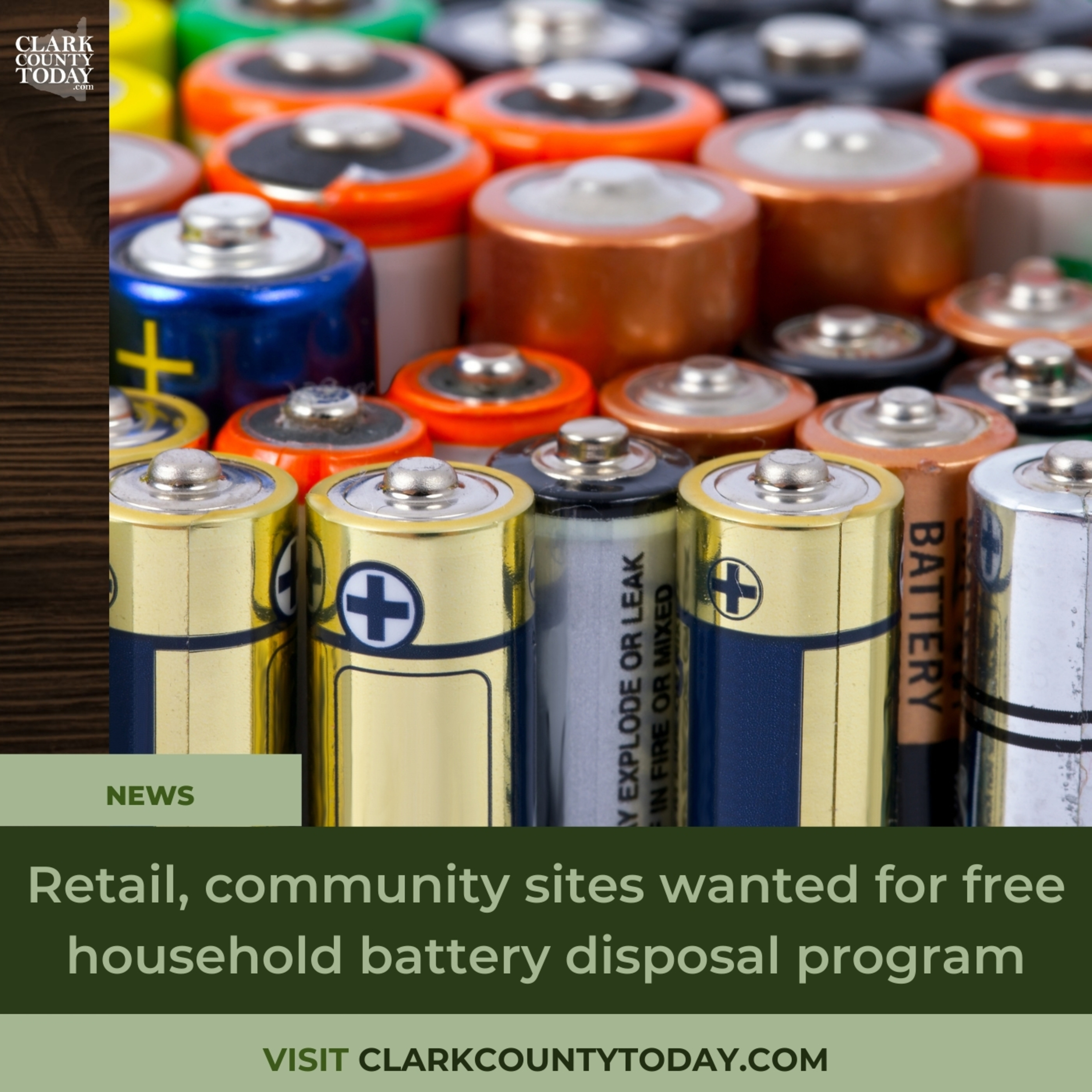 Retail, community sites wanted for free household battery disposal program