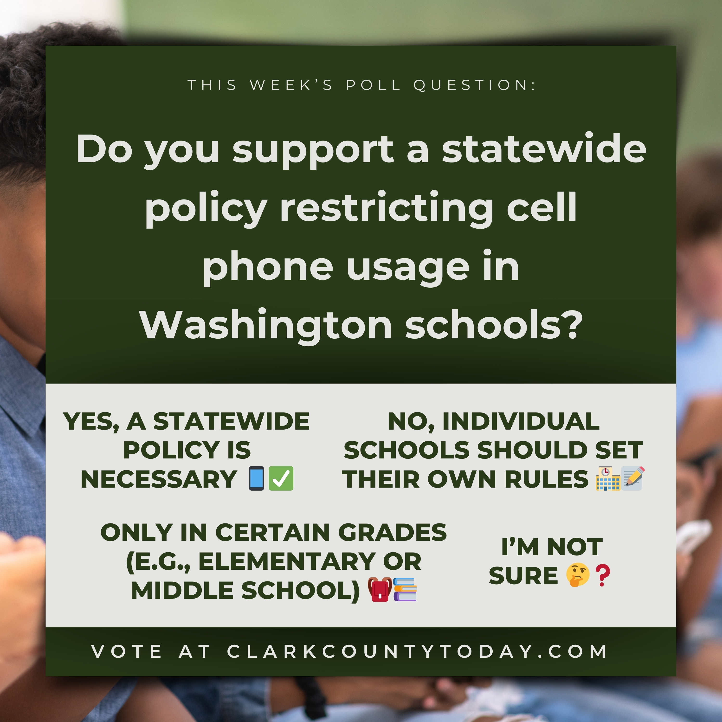 POLL: Do you support a statewide policy restricting cell phone usage in Washington schools?