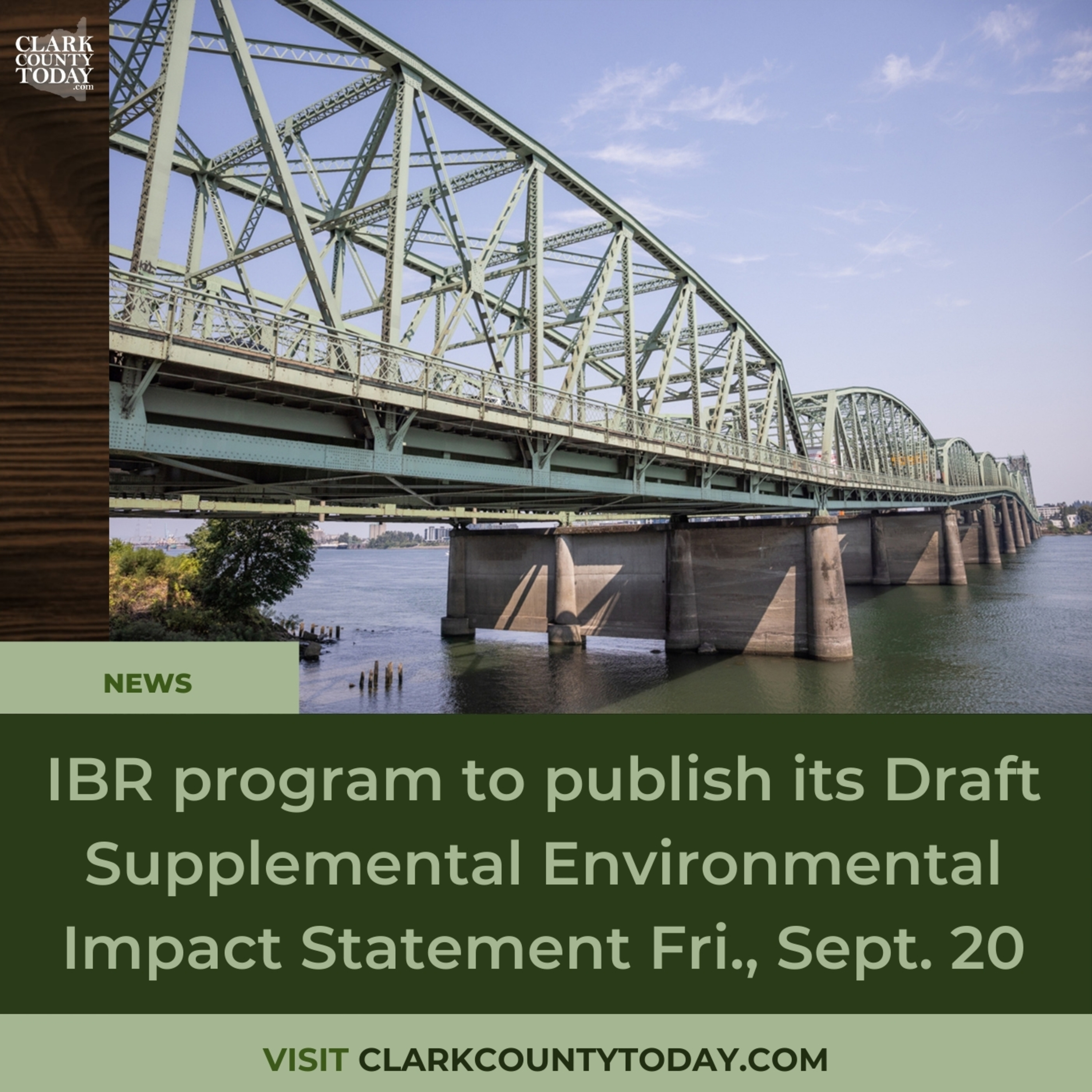 IBR program to publish its Draft Supplemental Environmental Impact Statement Fri., Sept. 20