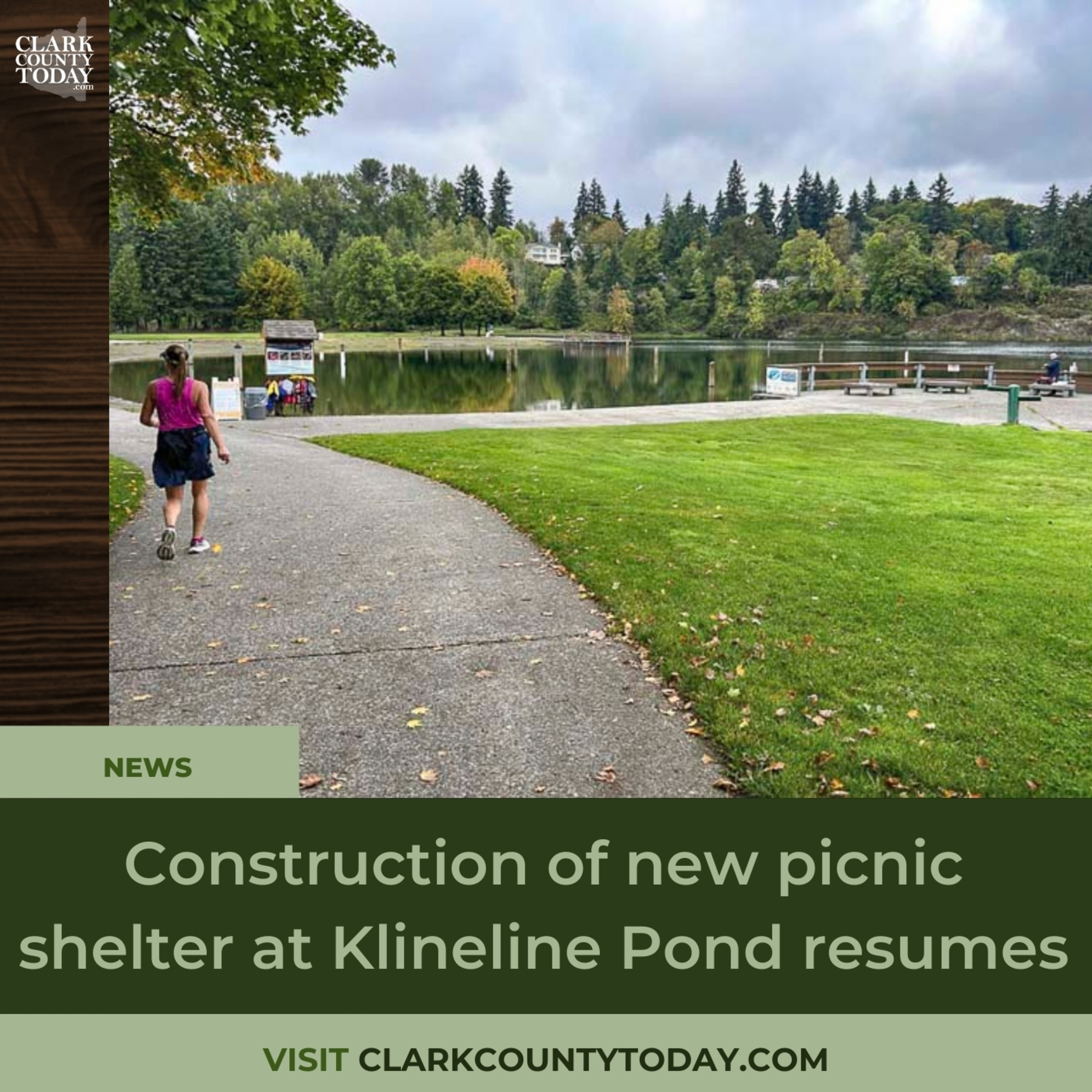 Construction of new picnic shelter at Klineline Pond resumes