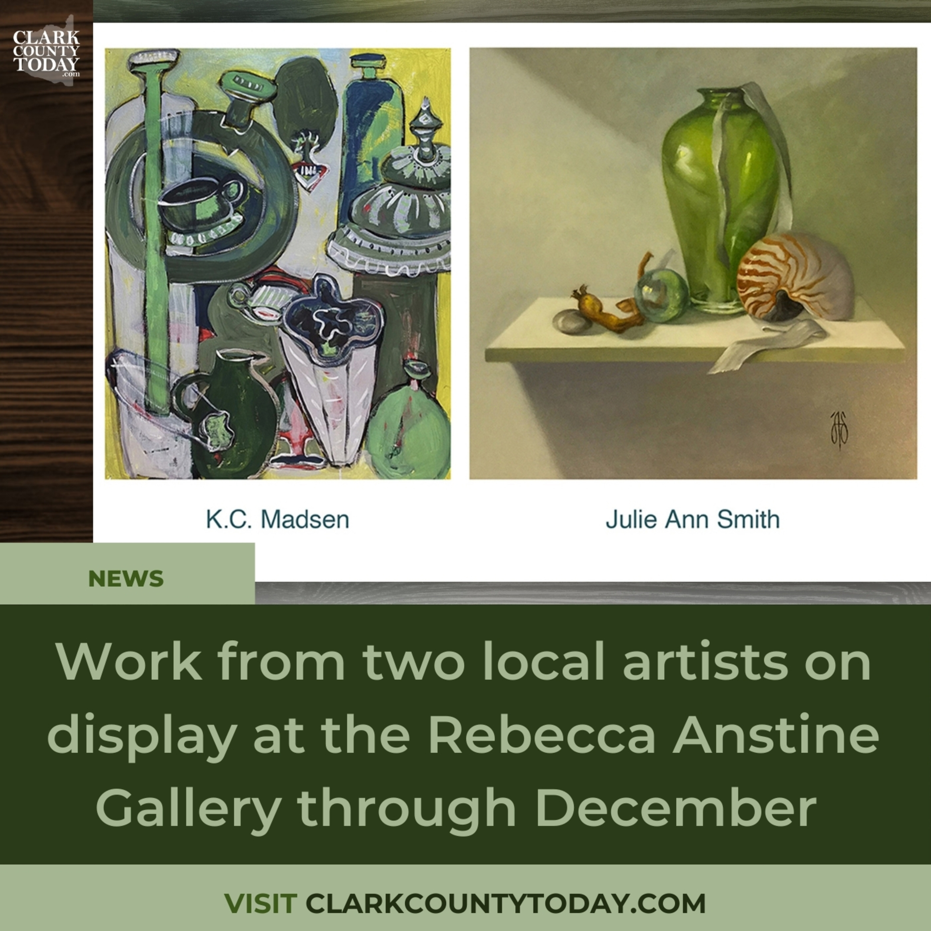Work from two local artists on display at the Rebecca Anstine Gallery through December