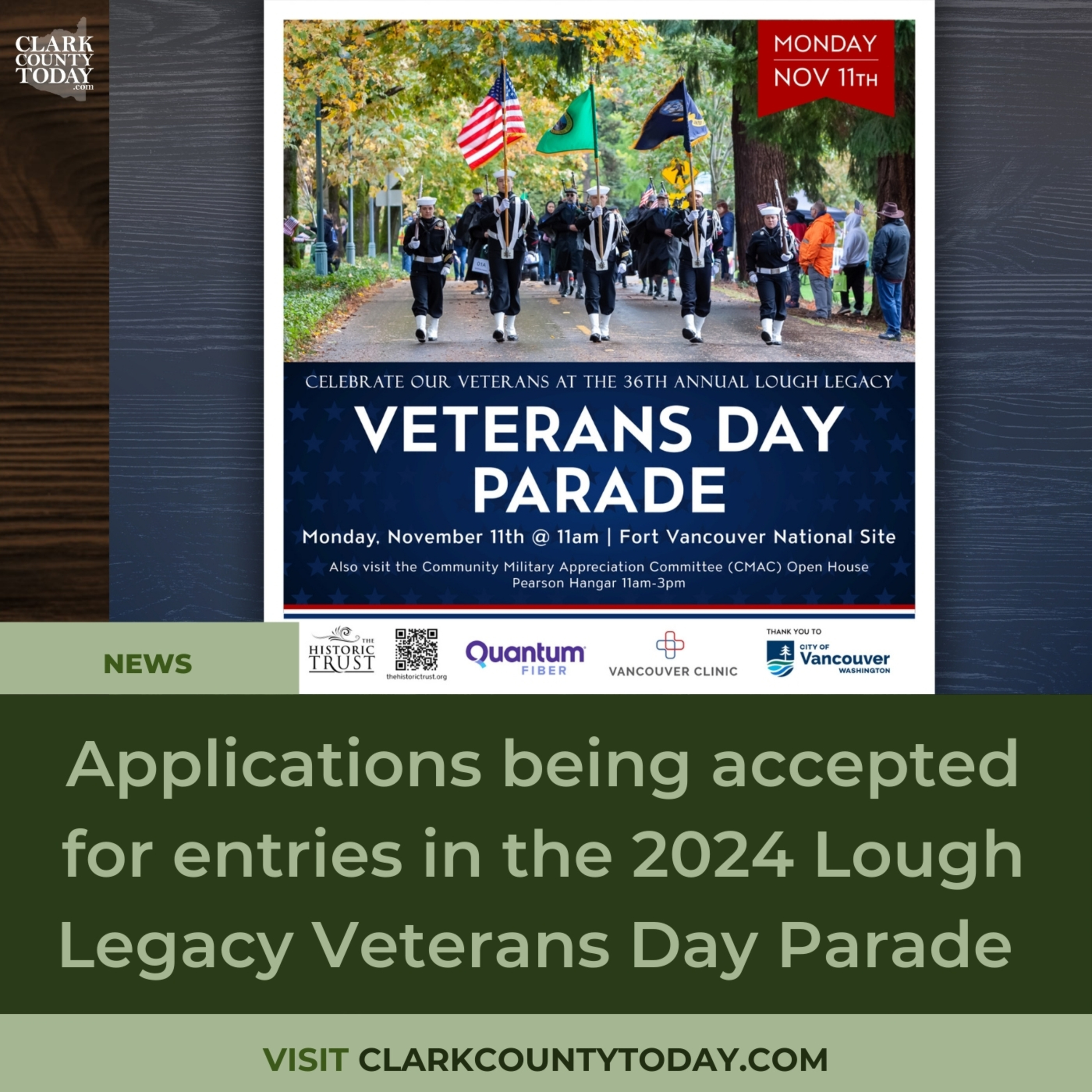 Applications being accepted for entries in the 2024 Lough Legacy Veterans Day Parade