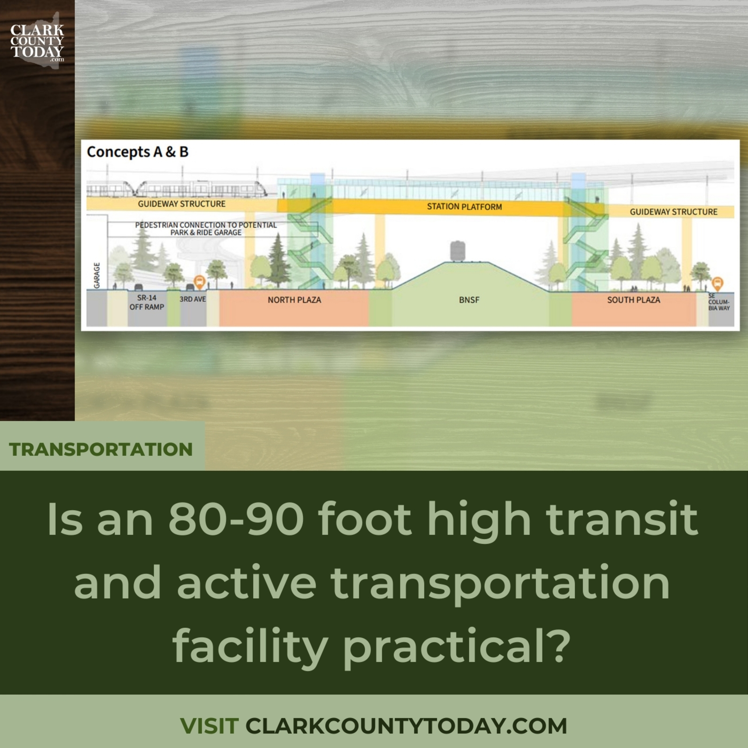 Is an 80-90 foot high transit and active transportation facility practical?