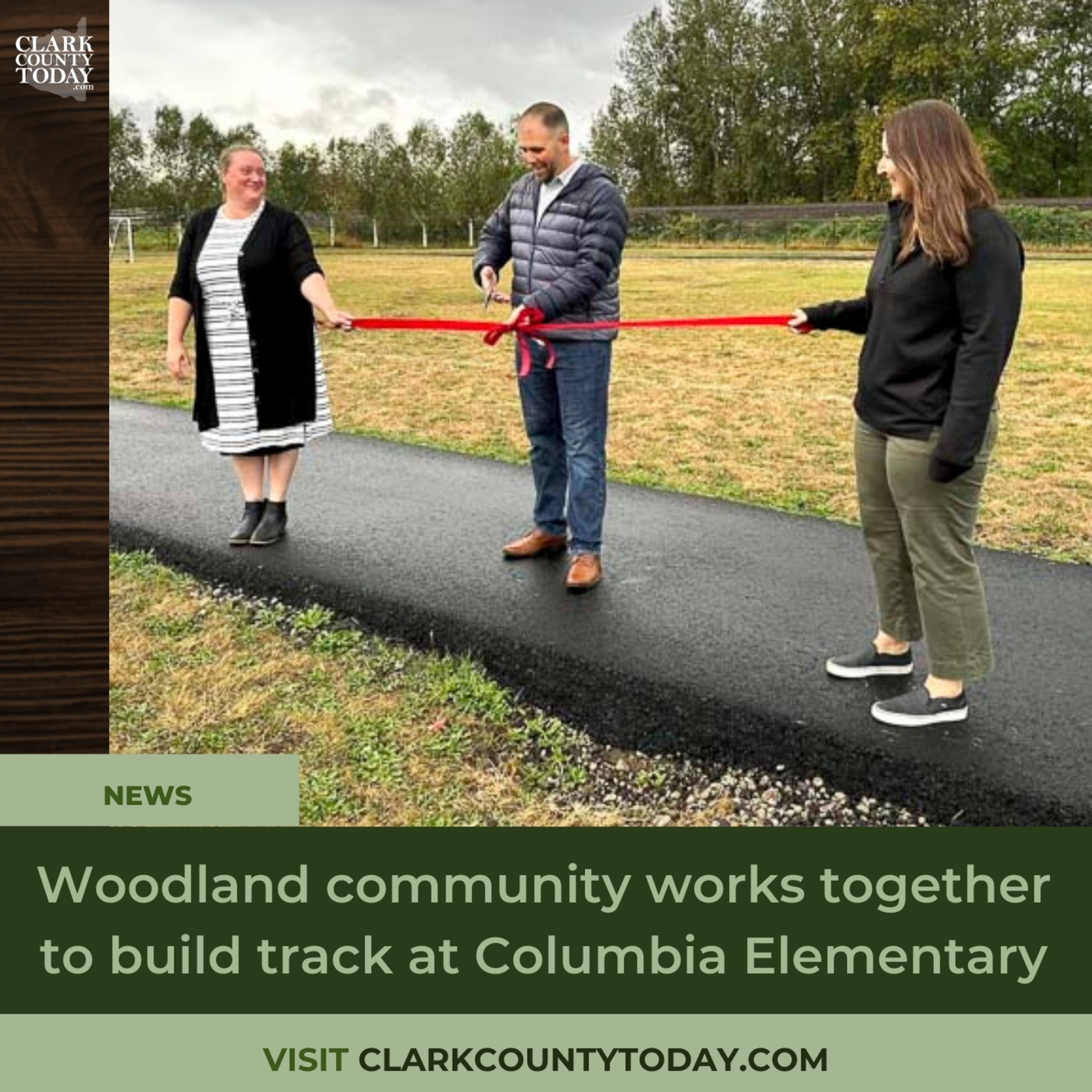 Woodland community works together to build track at Columbia Elementary