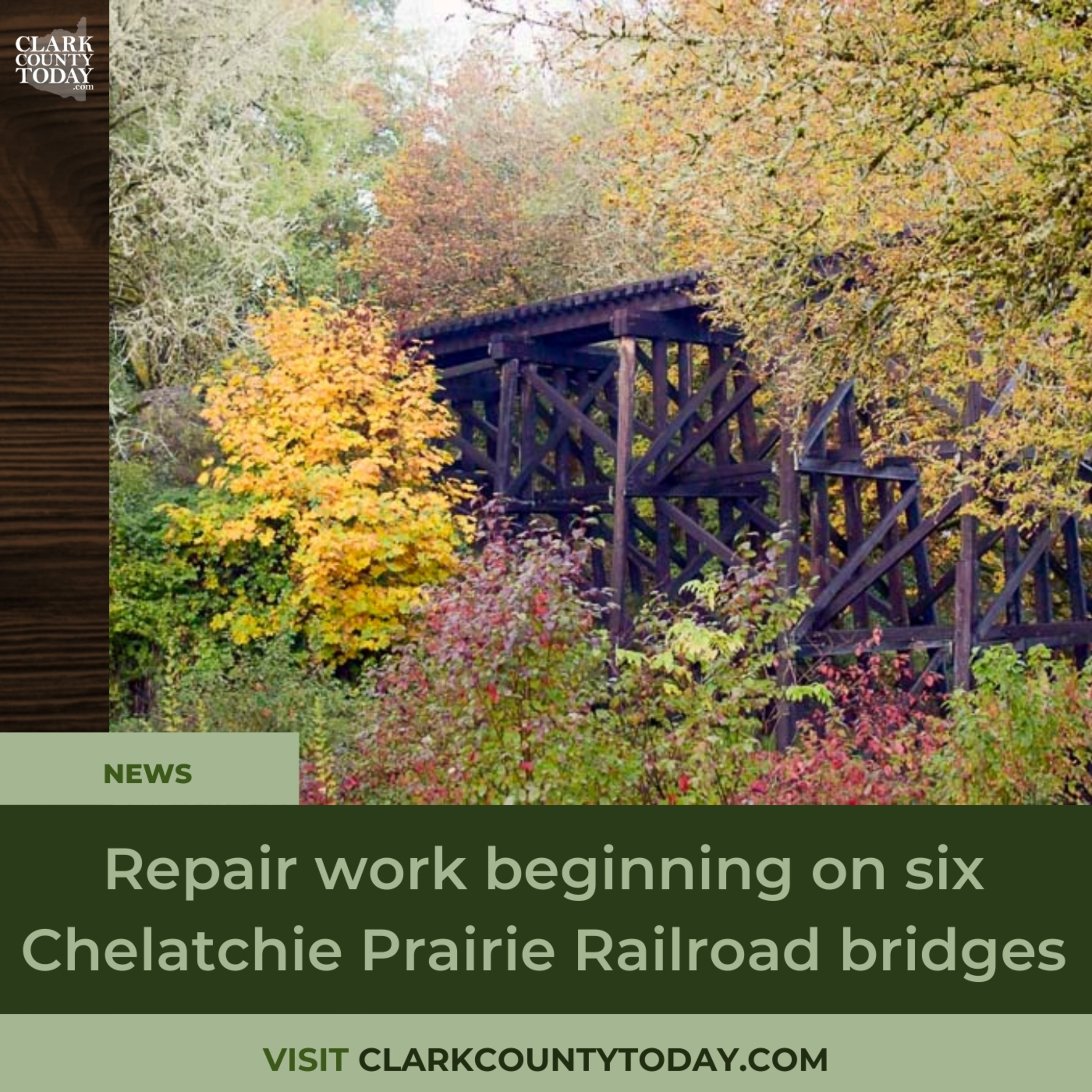Repair work beginning on six Chelatchie Prairie Railroad bridges