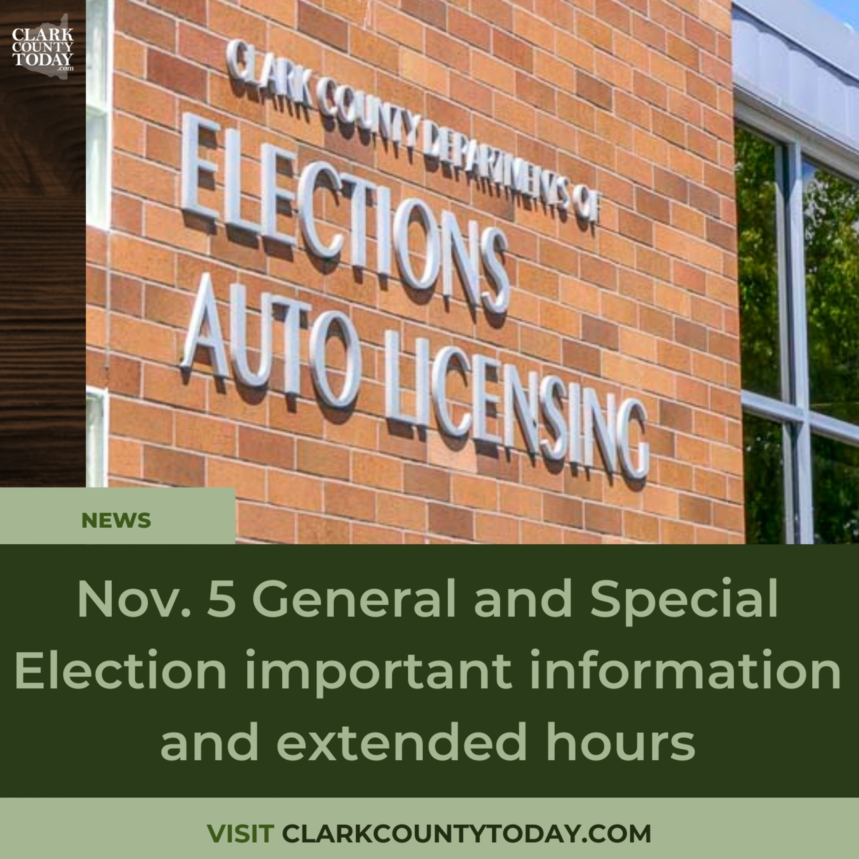 Nov. 5 General and Special Election important information and extended hours