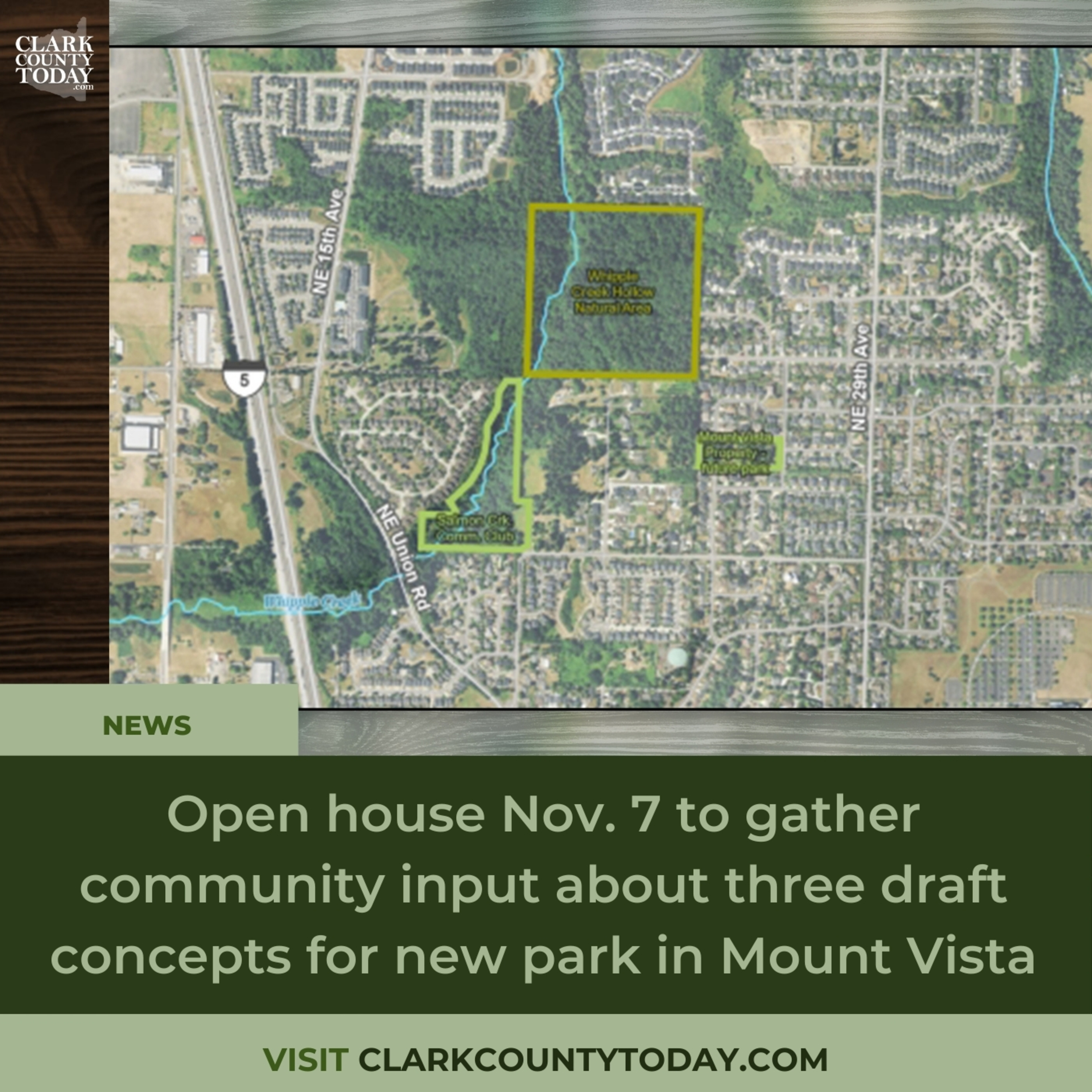 Open house Nov. 7 to gather community input about three draft concepts for new park in Mount Vista