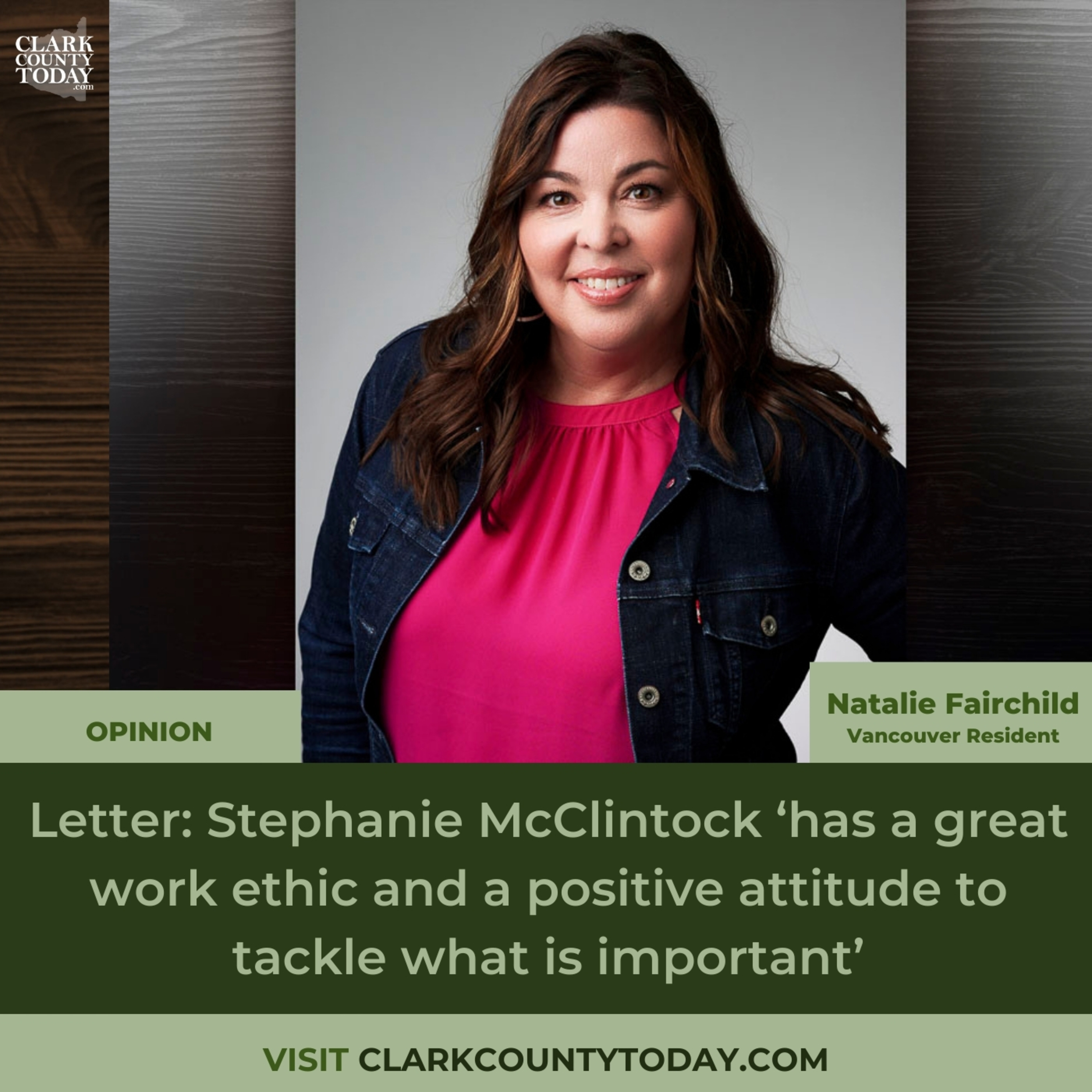 Letter: Stephanie McClintock ‘has a great work ethic and a positive attitude to tackle what is important’