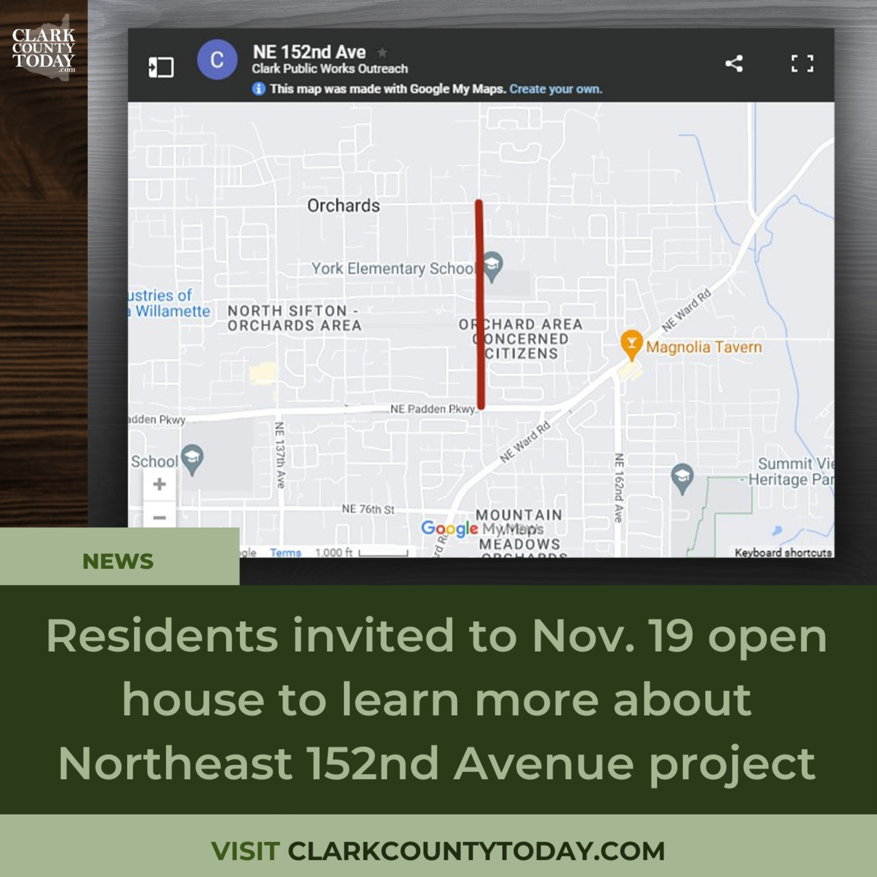 Residents invited to Nov. 19 open house to learn more about Northeast 152nd Avenue project