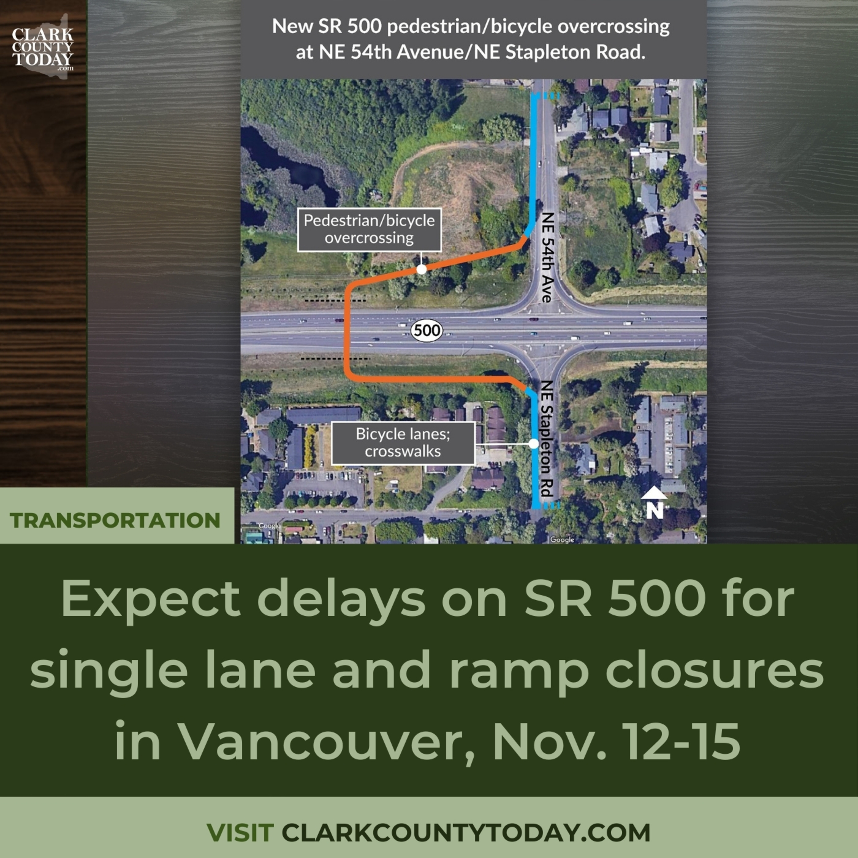 Expect delays on SR 500 for single lane and ramp closures in Vancouver, Nov. 12-15