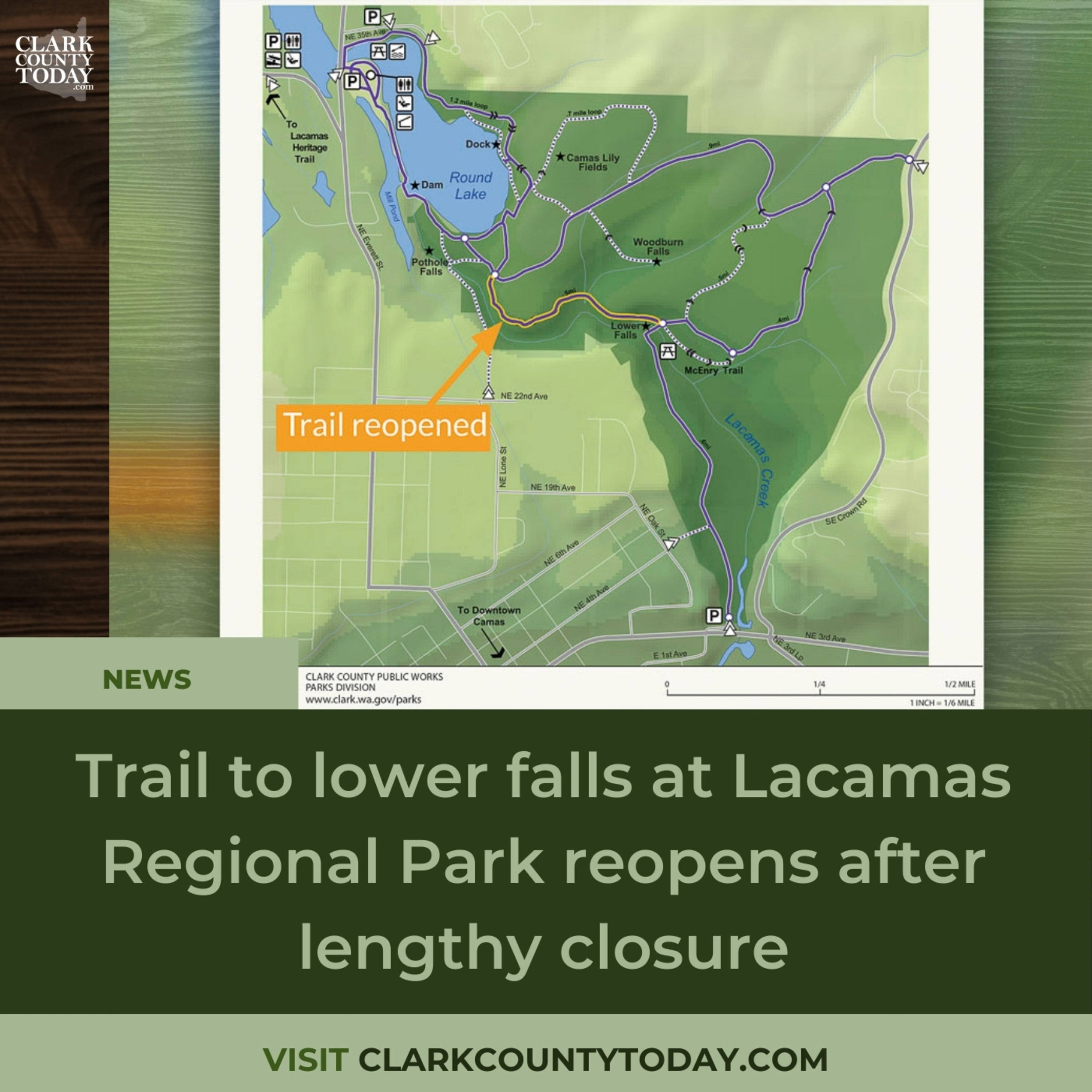 Trail to lower falls at Lacamas Regional Park reopens after lengthy closure