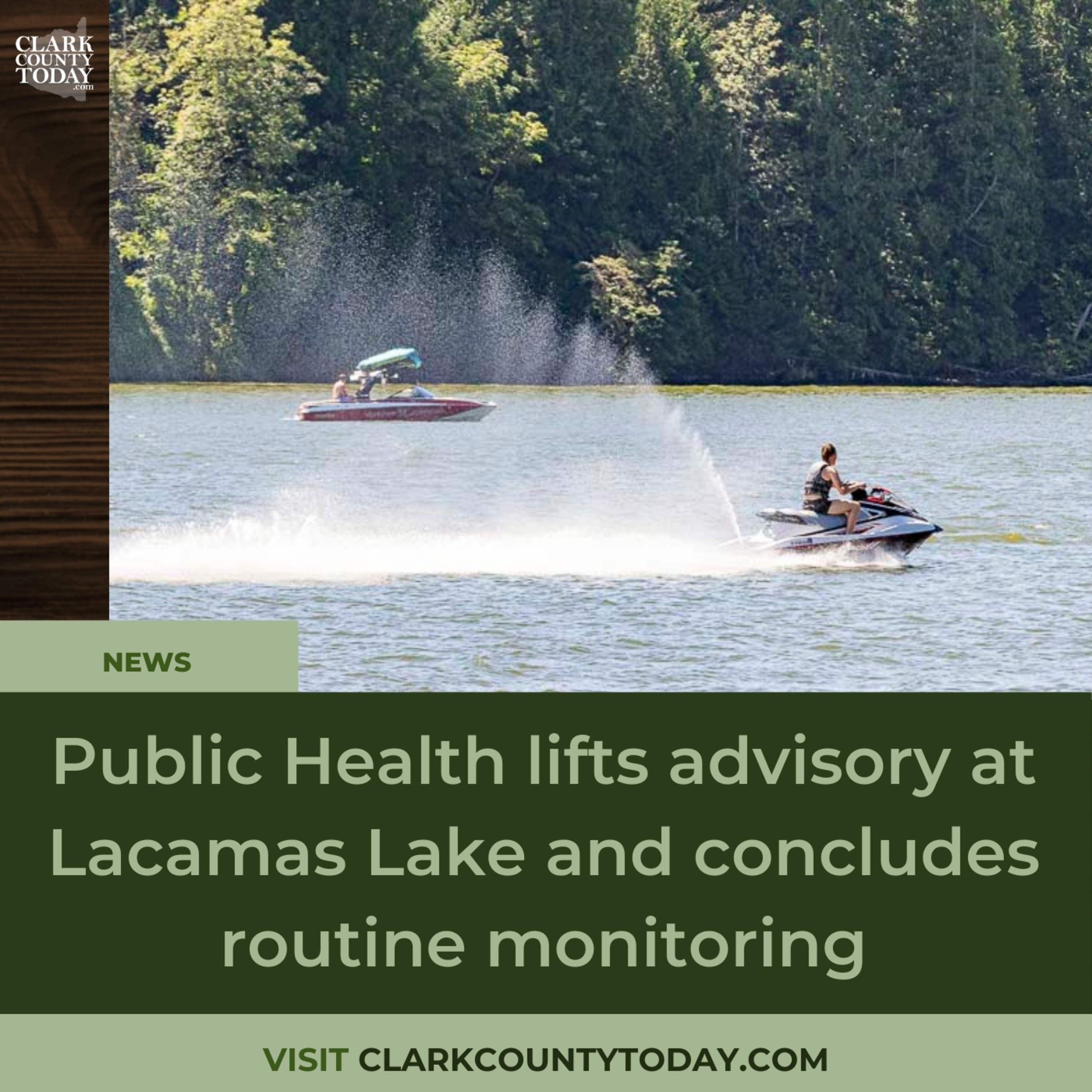 Public Health lifts advisory at Lacamas Lake and concludes routine monitoring