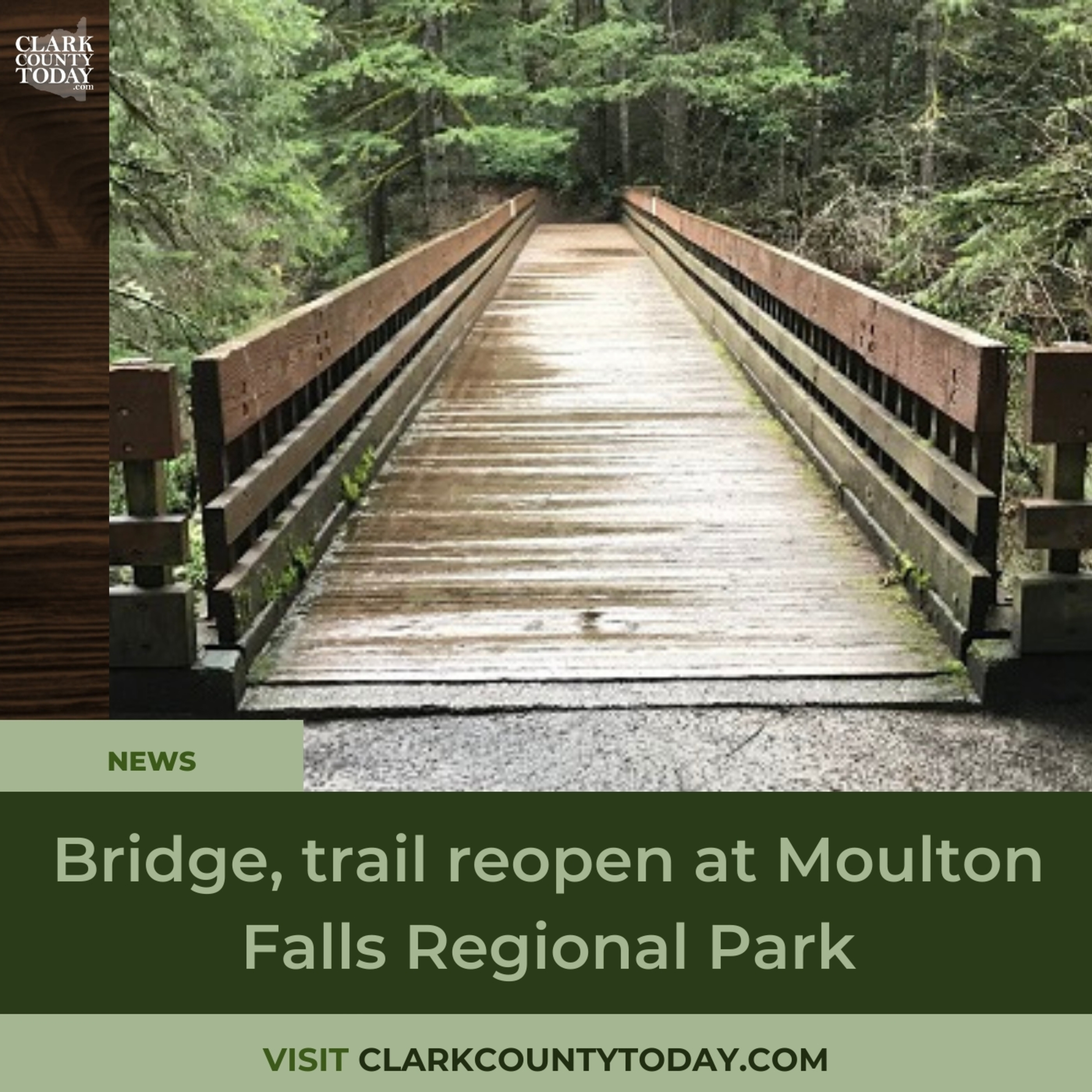 Bridge, trail reopen at Moulton Falls Regional Park